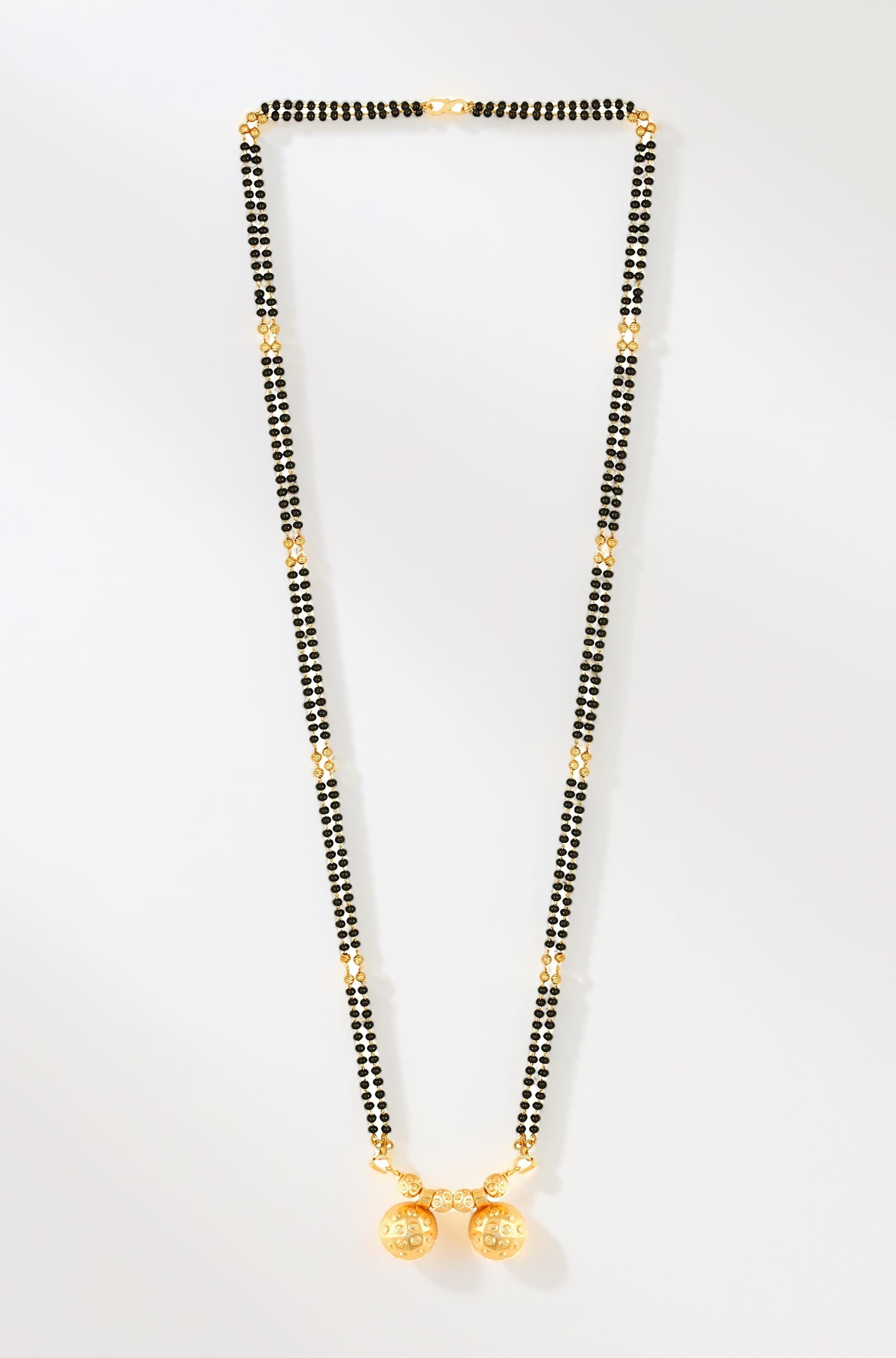 2 Vati Wati Mangalsutra For Women Girls Ladies Temple South Indian Traditional 1 Gram Gold Stylish Maharashtrian Long Chain Double Mangal sutra Pendant Tanmaniya Black golden Nallapusalu Chains