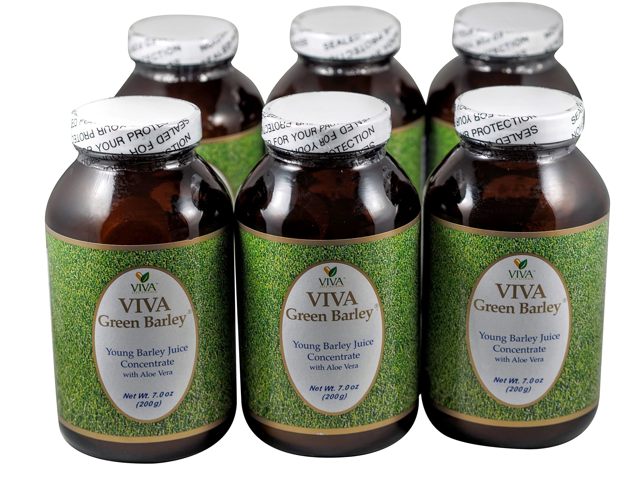 Viva Life Science-Green Barley with Aloe Powder, 7OZ, 6 Bottles