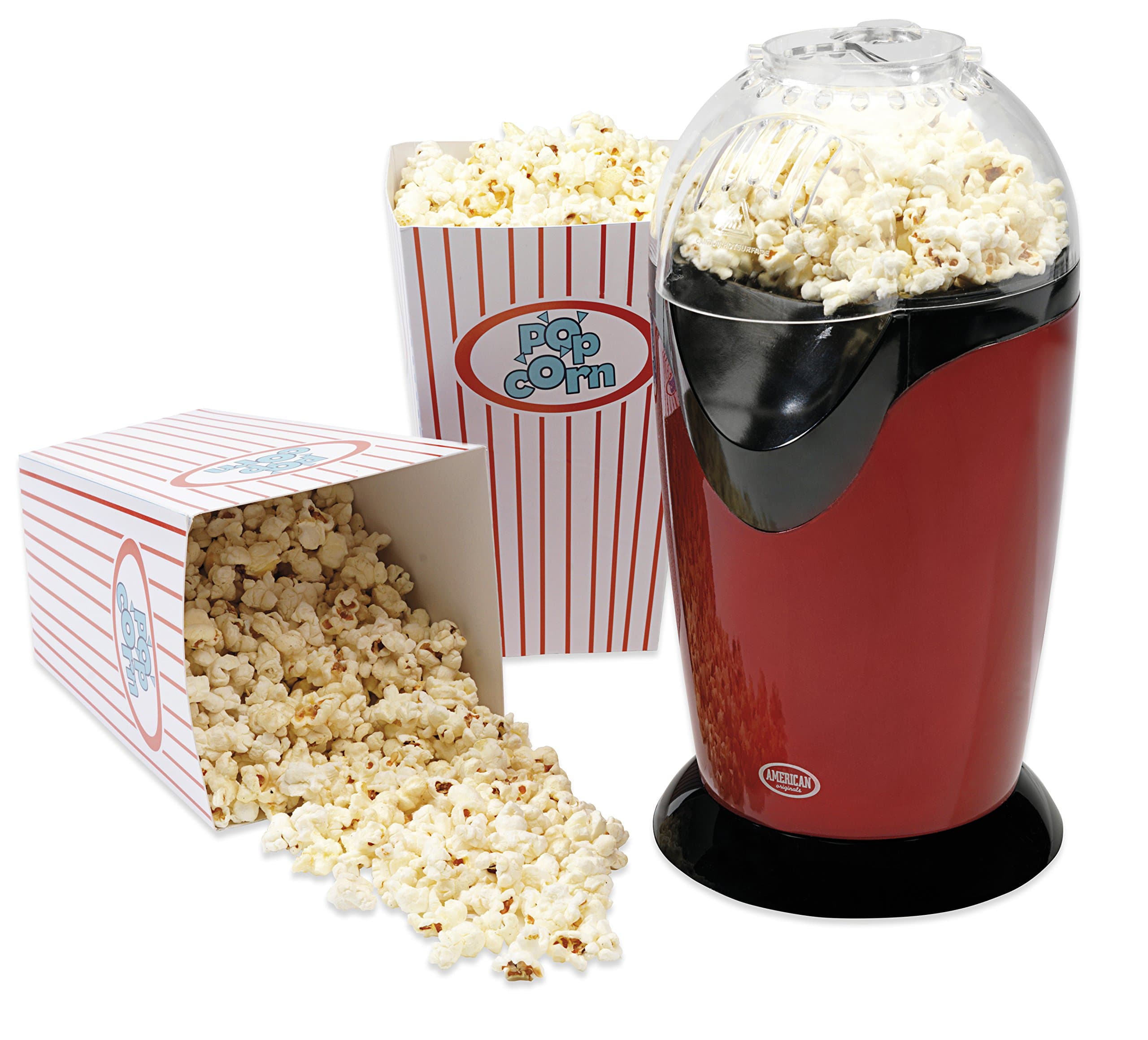 American Originals EK0493 Healthy Fat-Free Electric Hot Air Popcorn Maker, 1200 W, Red