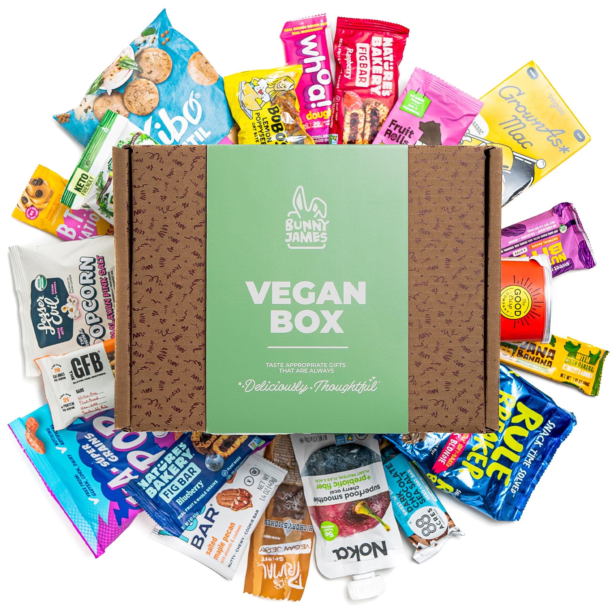 Vegan Snacks Gift Basket for Adults Healthy Food Treats Variety Pack with Cookies, Protein Bars, Candy, Crispy Chips, Vegan Jerky, Fruit and Nut Blends - Ideal Snack Box Gift for Women & Men