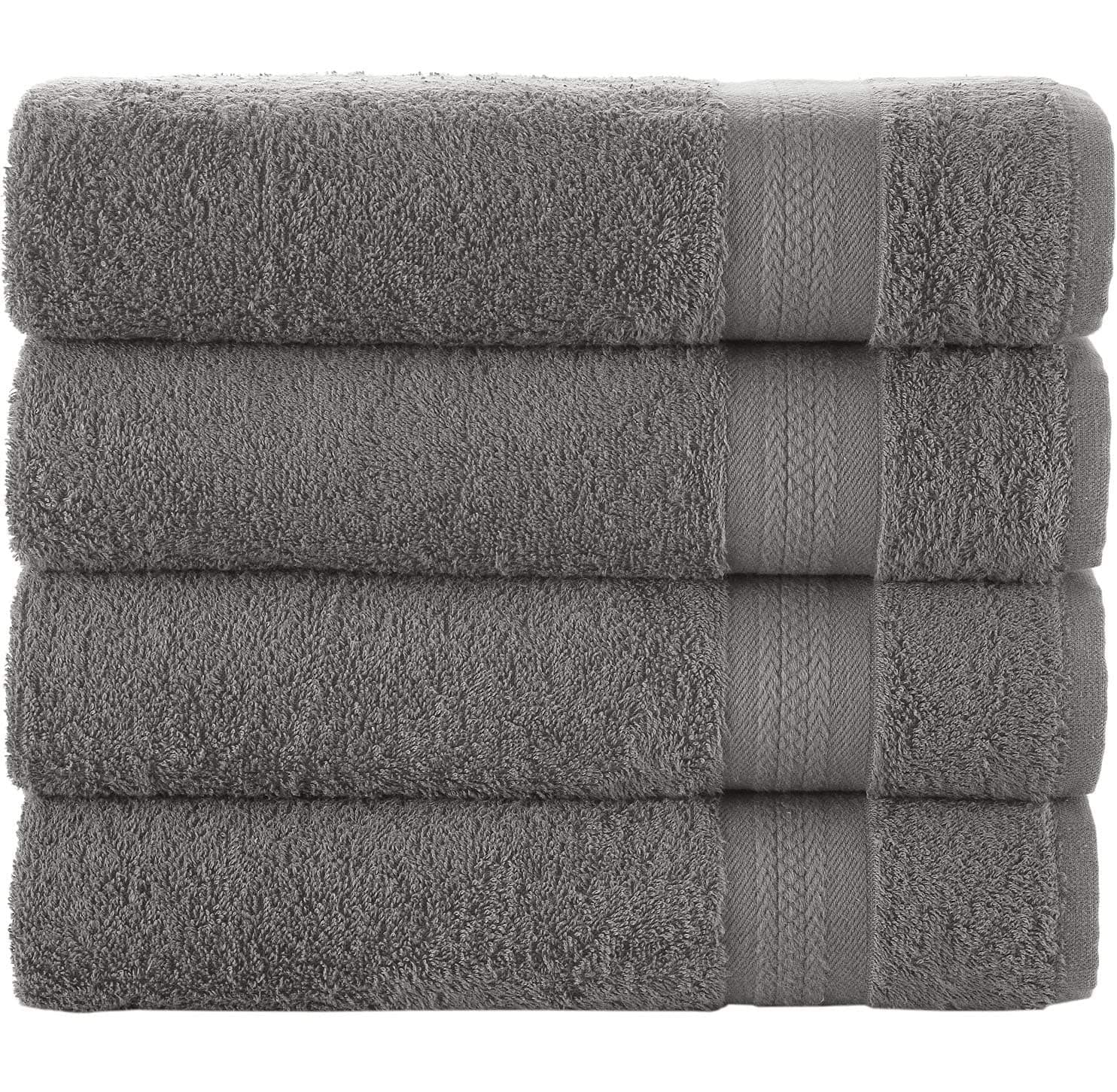 Hawmam Linen Grey Bath Towels Quick-Dry High Absorbent 100% Turkish Cotton Lightweight Towel for Bathroom, Guests, Pool, Gym, Camp, Travel, College Dorm, Shower