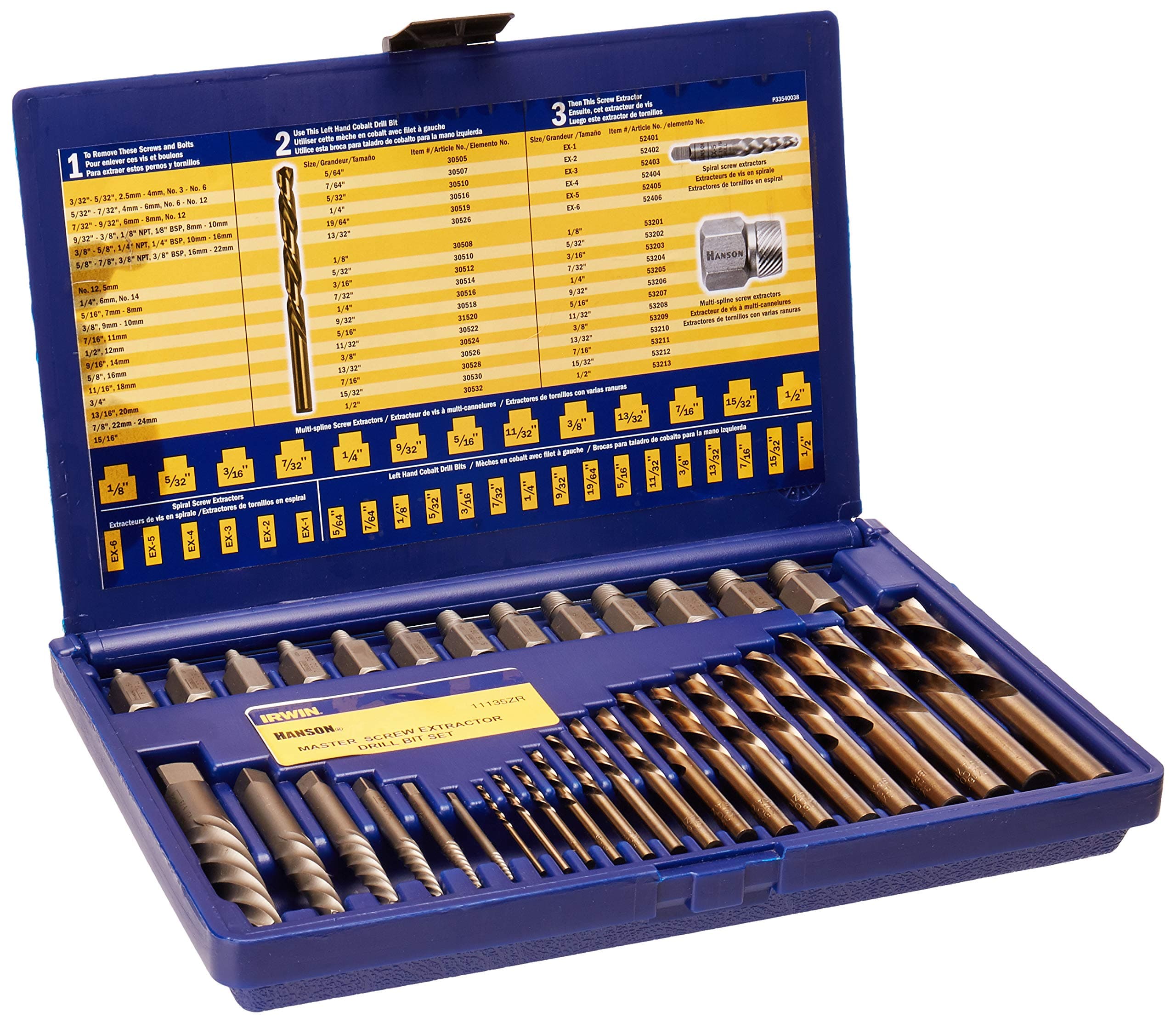 Tools Hanson Screw Extractor and Drill Bit Set, 35 Piece, 11135ZR
