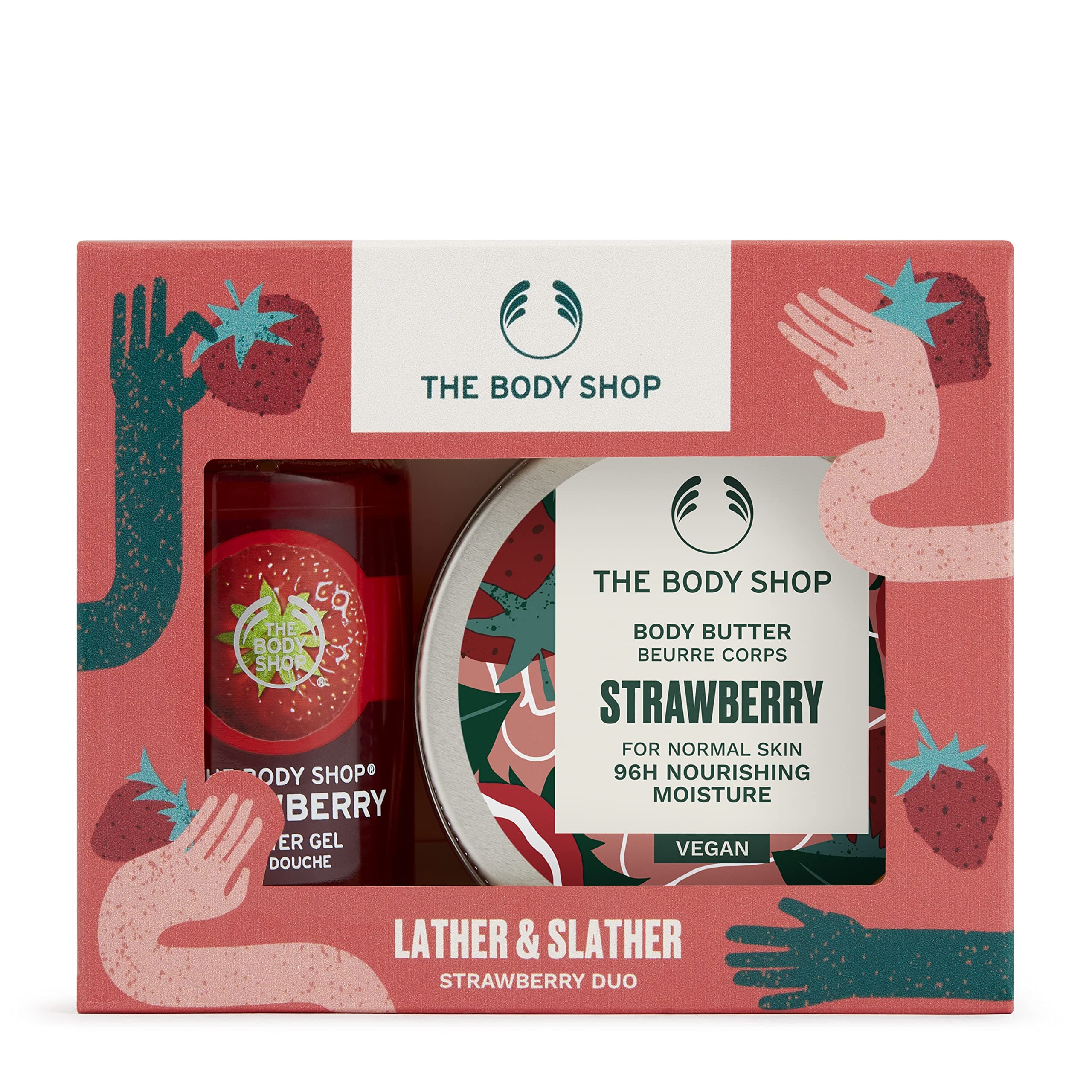 Lather & Slather Strawberry Duo Body Care Gift Set, for Normal Skin