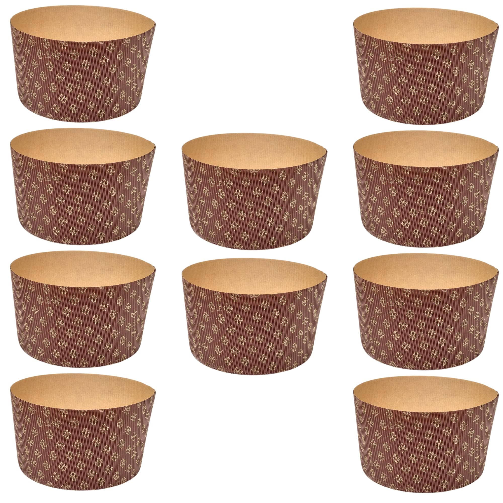 Panettone Mould 1kg (10pcs) - Panettone Cups Professional Pure Cellulose Corrugated Paper in Microwave Designed for Panettones, Heat Resistant 220°C (10)