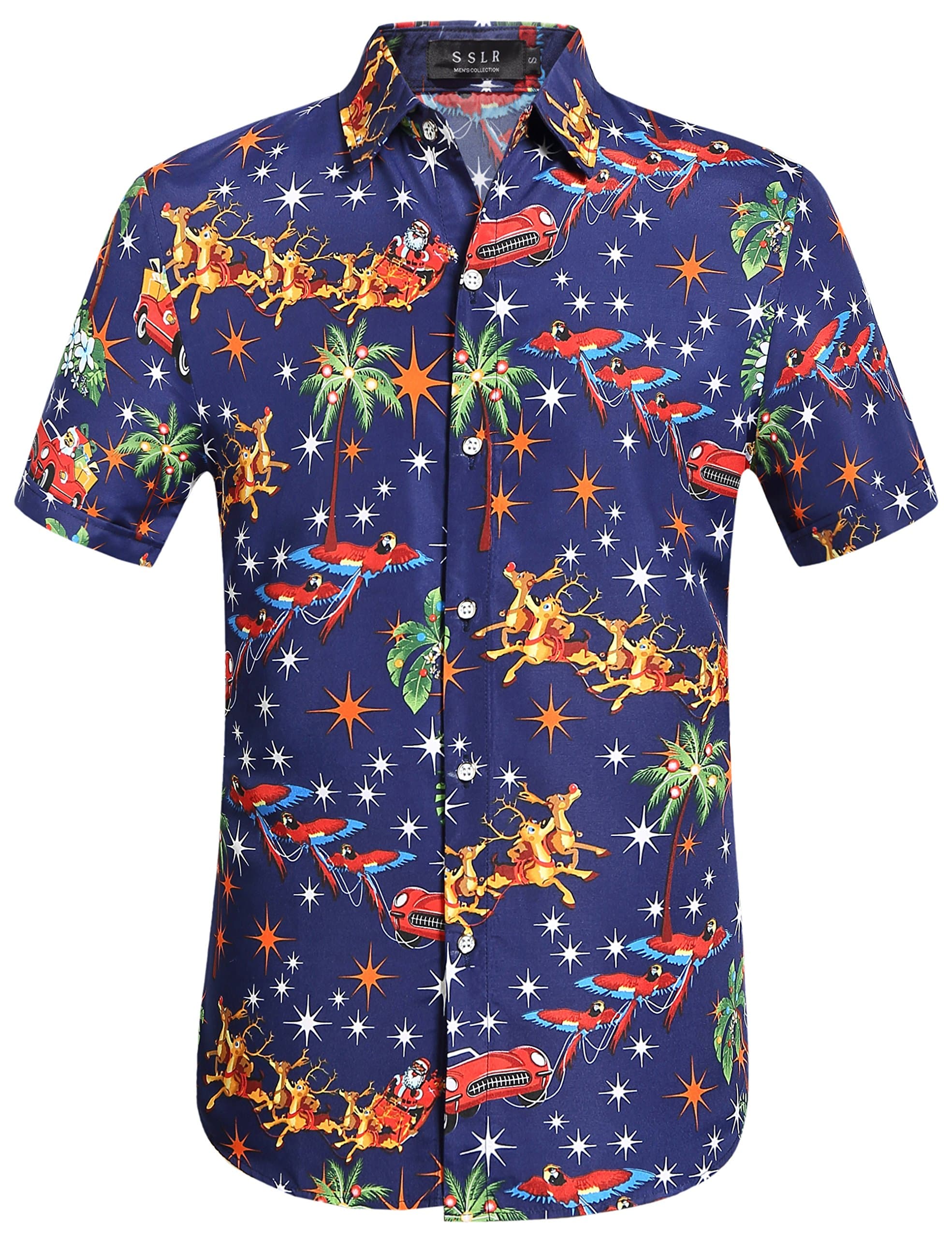 SSLR Mens Christmas Vacation Shirt Short Sleeve Christmas Hawaiian Shirts for Men