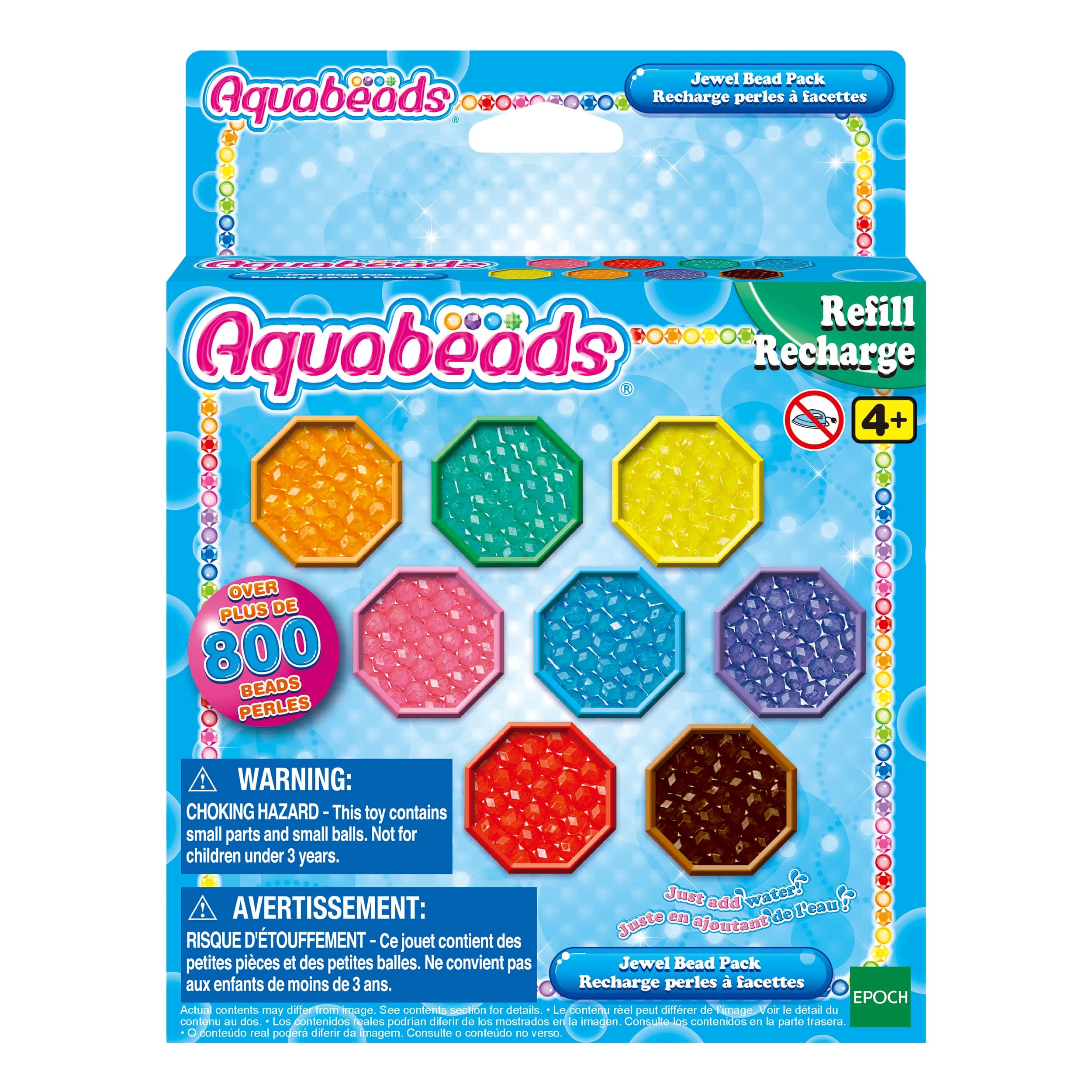 Jewel Bead Pack - Arts & Crafts Bead Refill Kit for Kids 4+ - Expand Your Aquabeads Creations with 800+ Jewel Beads in 8 Colors