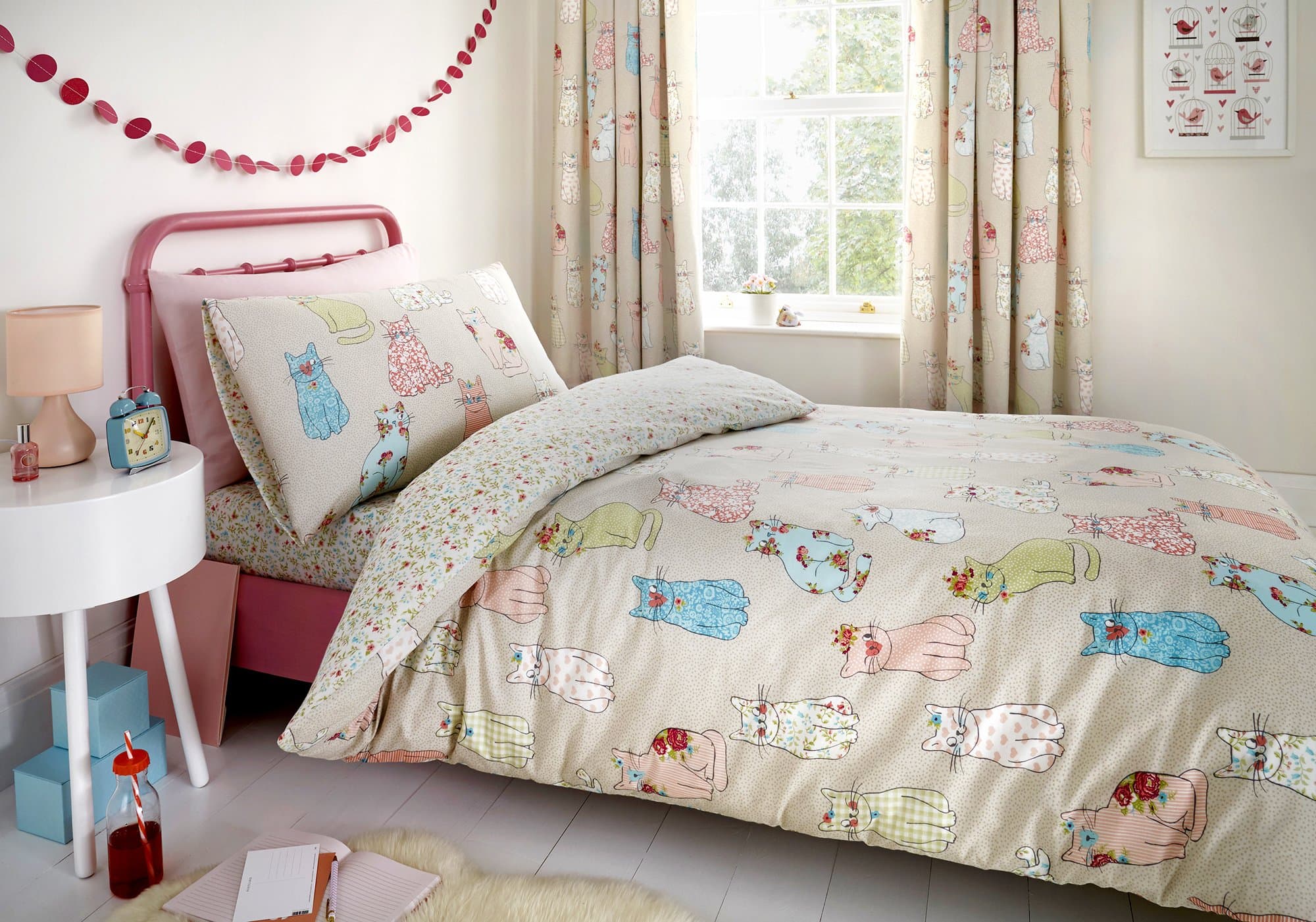Bedlam - Cheeky Cats - Childrens Duvet Cover Set | Double Bed Size | Multicolour Bedding