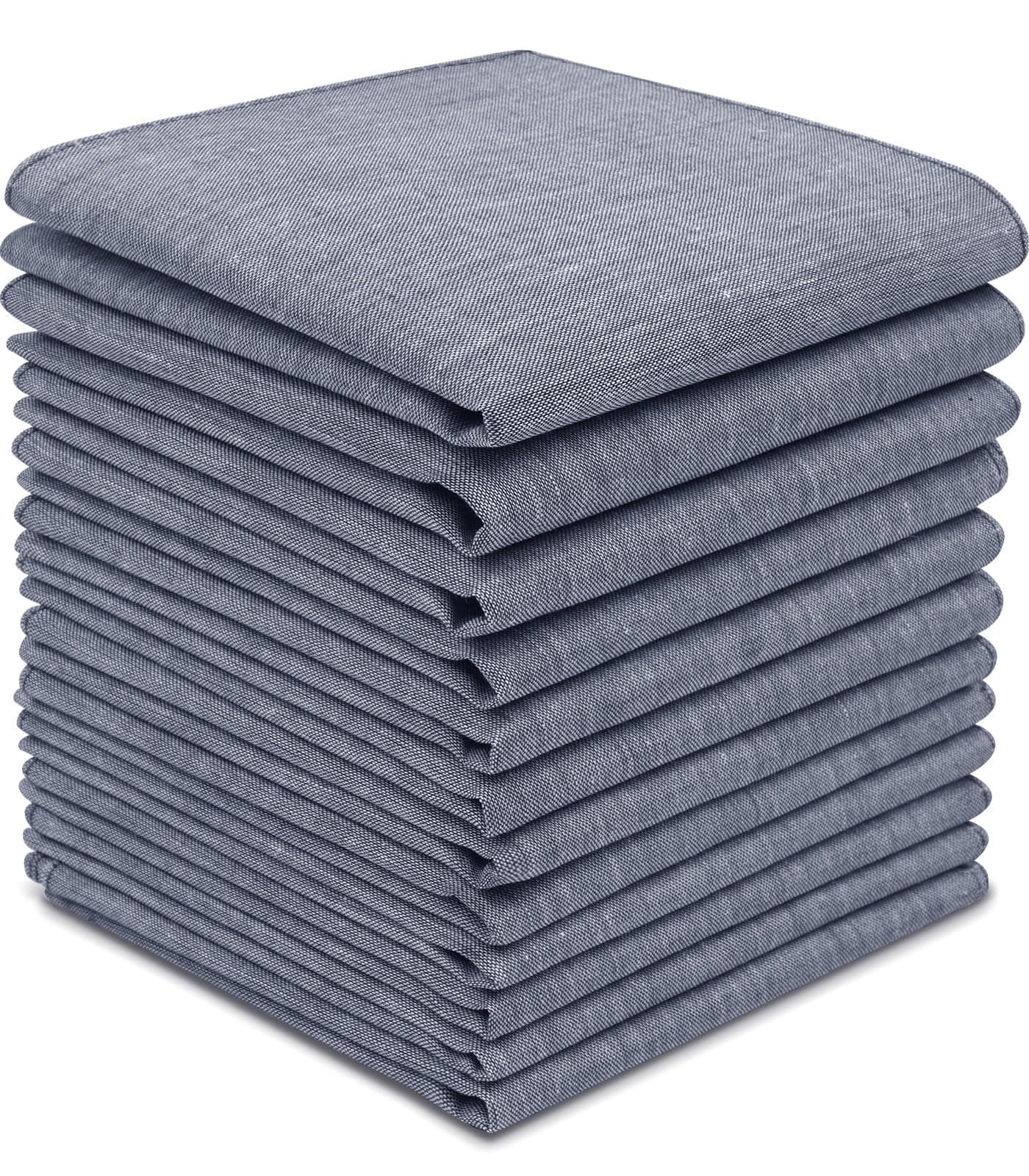 Men's Handkerchiefs Pack of 12, Premium Cotton Solid Mid Gray
