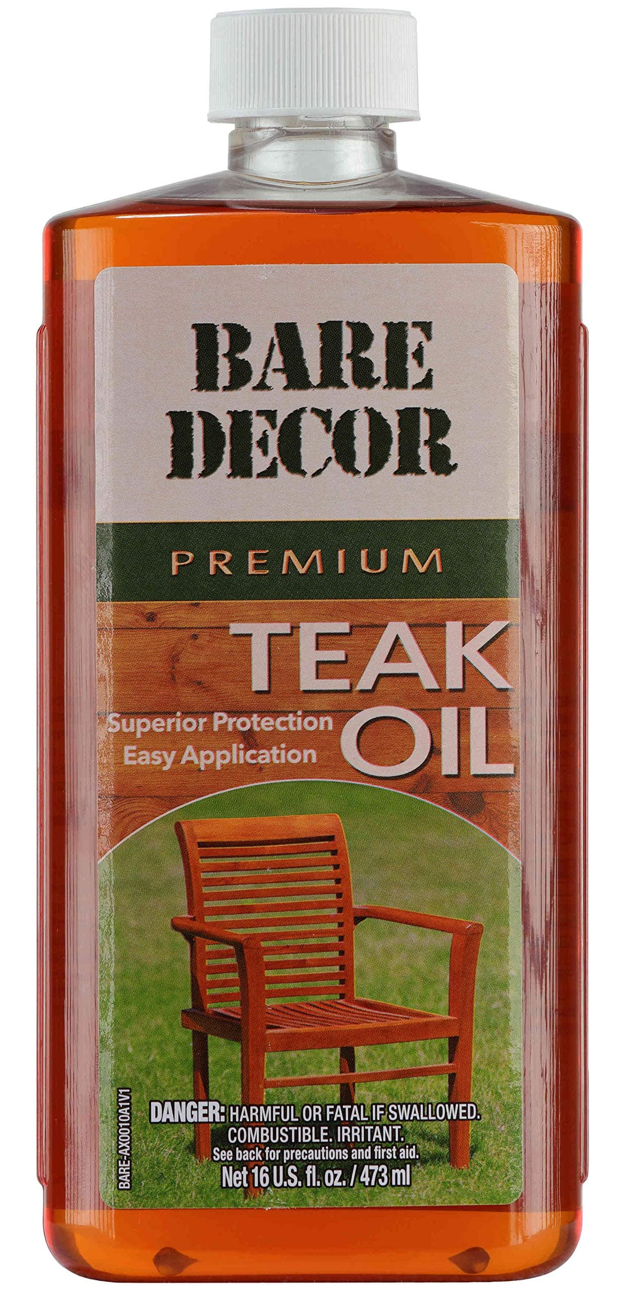 Bare Decor Premium Golden Teak Oil for Home and Marine Use, 16oz
