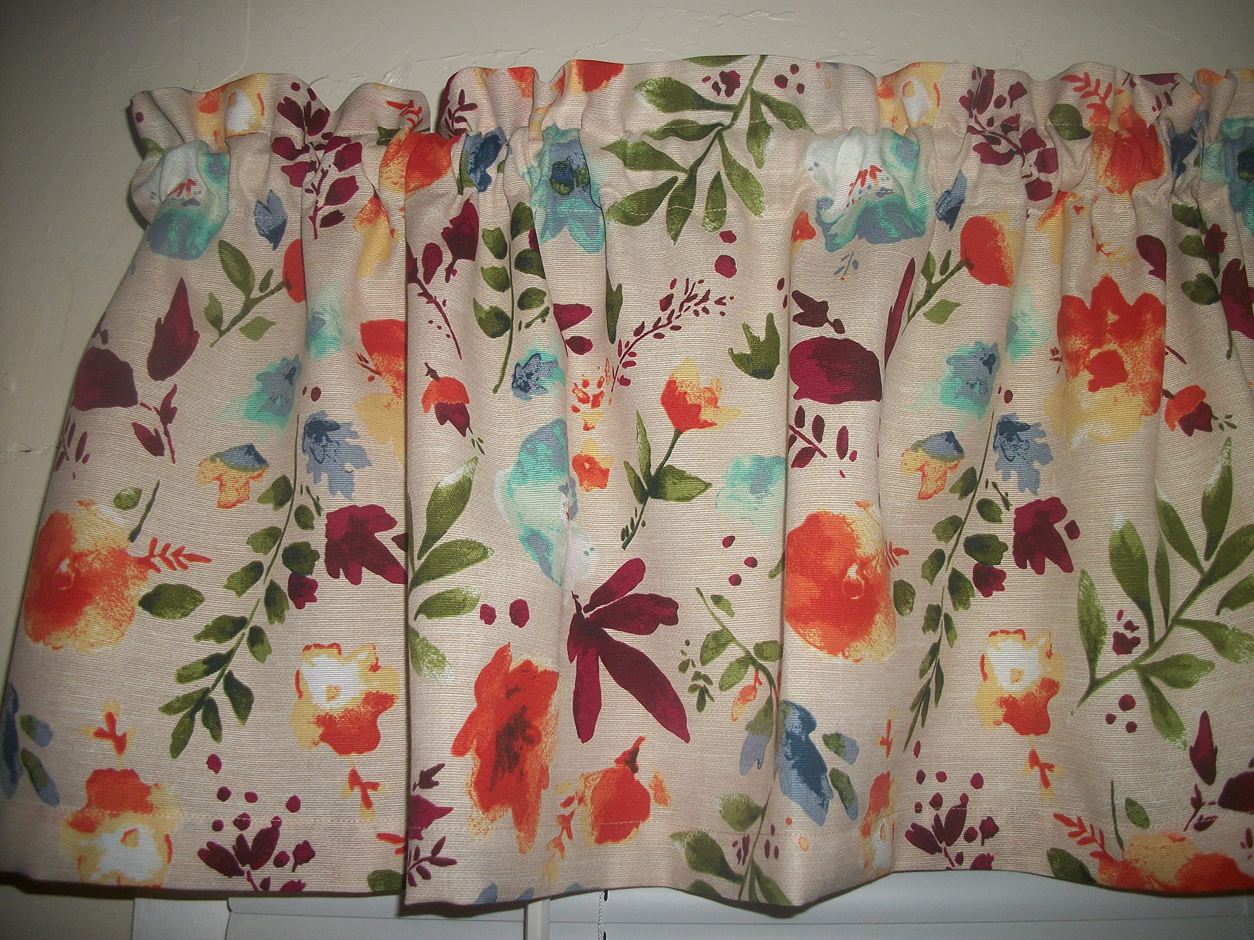 Pioneer Woman Willow farmhouse window treatment farm kitchen fabric curtain topper Valance matches tablecloth