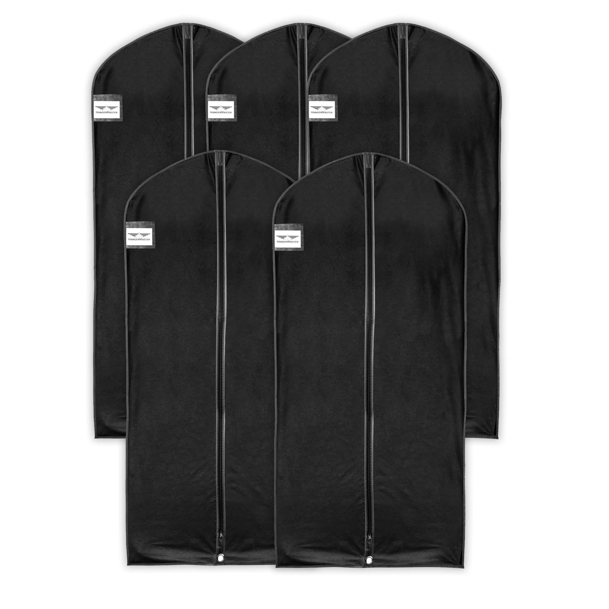 HangerMaster Protective Dress/Coat Garment Covers 137cm (54") Black Breathable Protective Case & Bag - 5 Pack (UK Seller)