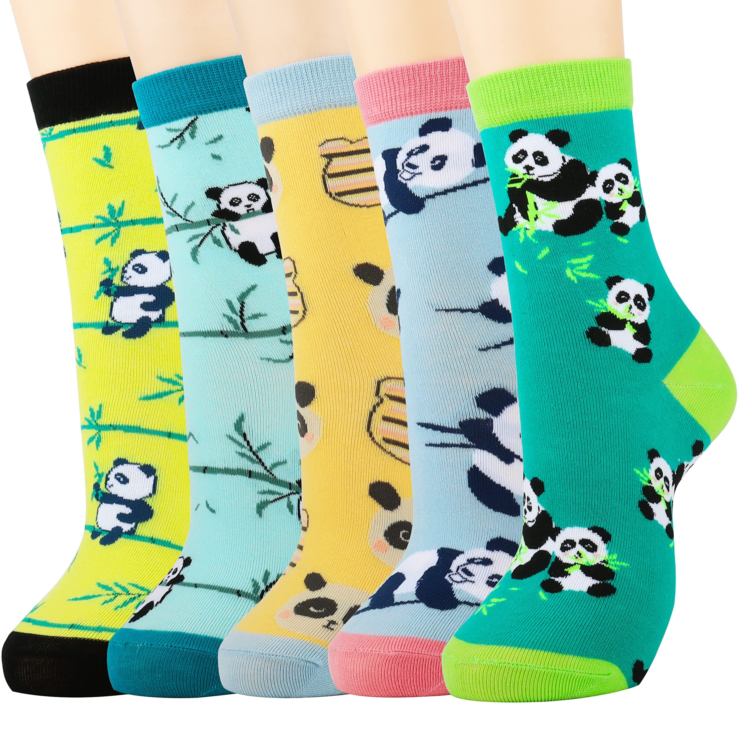 Jeasona 5 Pairs Cotton Socks for Women Size 4-9 Over-ankle Length Animal Themed Cute Patterns