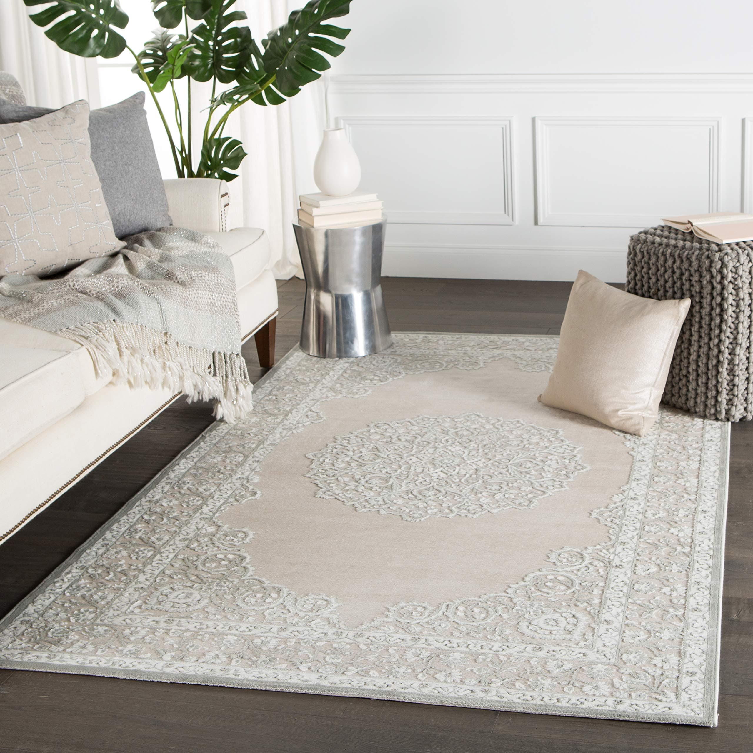 Malo Medallion White Area Rug (5' X 7'6")