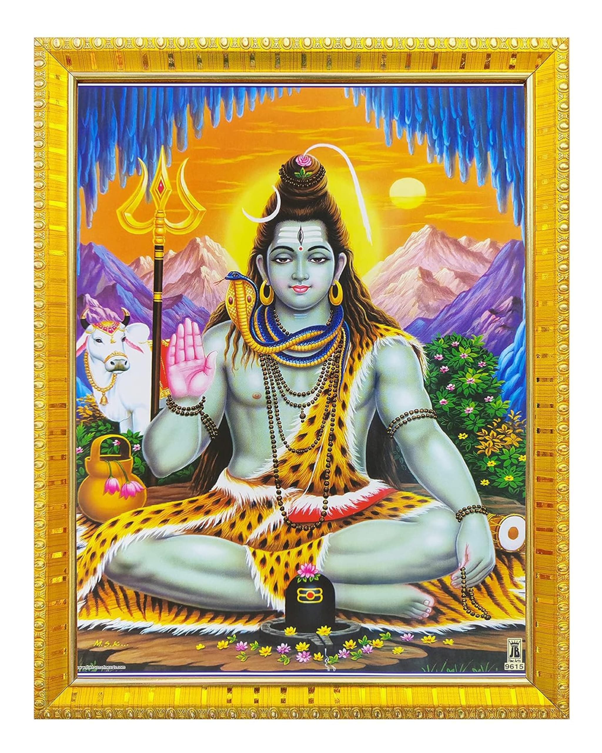Koshtak Lord Shiva/Shiv Shankar/Bholenath Ji Photo Frame with Glossy Lamination On Poster with Golden Frame for Puja Room/Temple/Wall Hanging/Gift/Home Decor/Worship Size 30cm x 23cm…