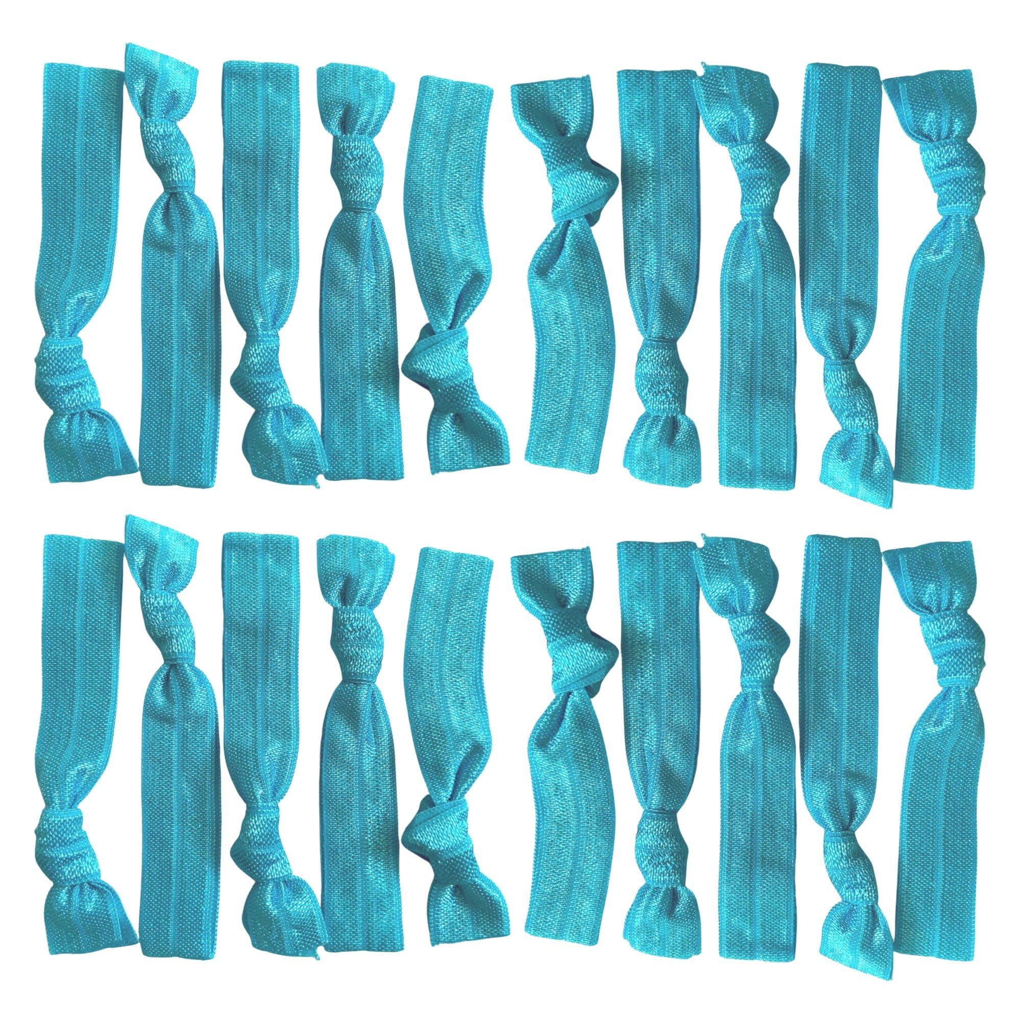 Kenz Laurenz Hair Ties 20 Elastics Ponytail Holder Set No Crease Ribbon Bands (Teal)