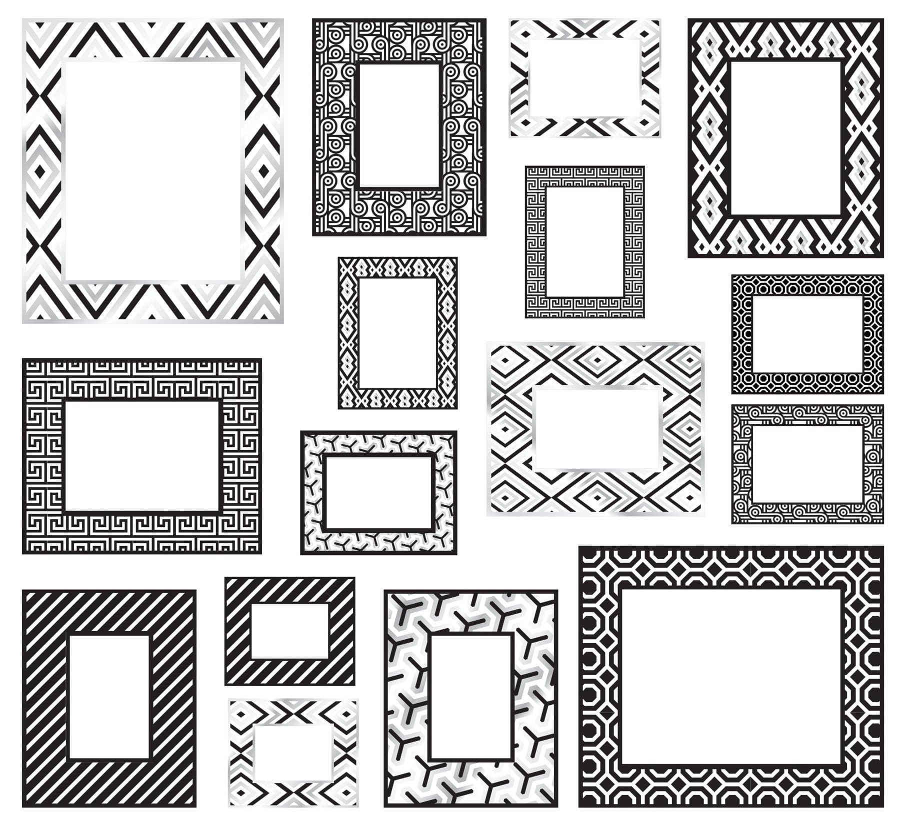 Jonathan Adler WallPops WPK0197 Black/White Frame Kit Wall Applique, 39.5 x 36
