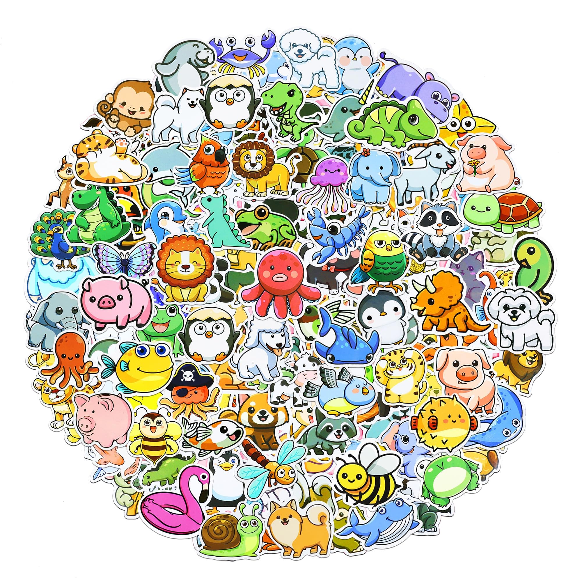 200Pcs Water Bottle Stickers for Kids, Cute Animal Stickers for Water Bottles, Vinyl Waterproof Aesthetic Laptop Pack Classroom Prizes Skateboard for Teens Girls Students