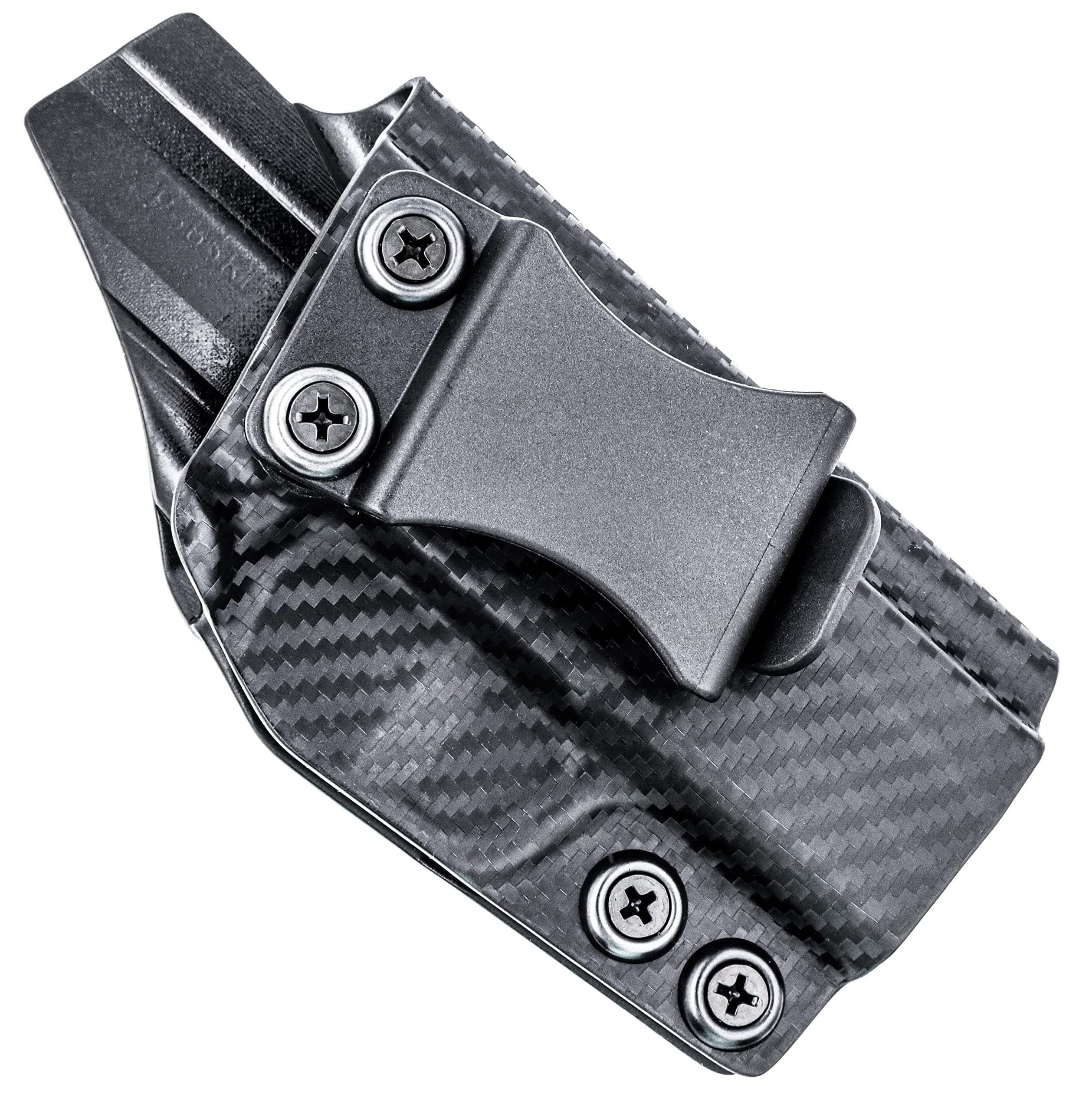 Rounded IWB Holster Fits: 1911 3.5in (Non Rail) (Non-Sig) Holster - LH - Carbon Fiber Black Kydex - Concealment Express - American Made