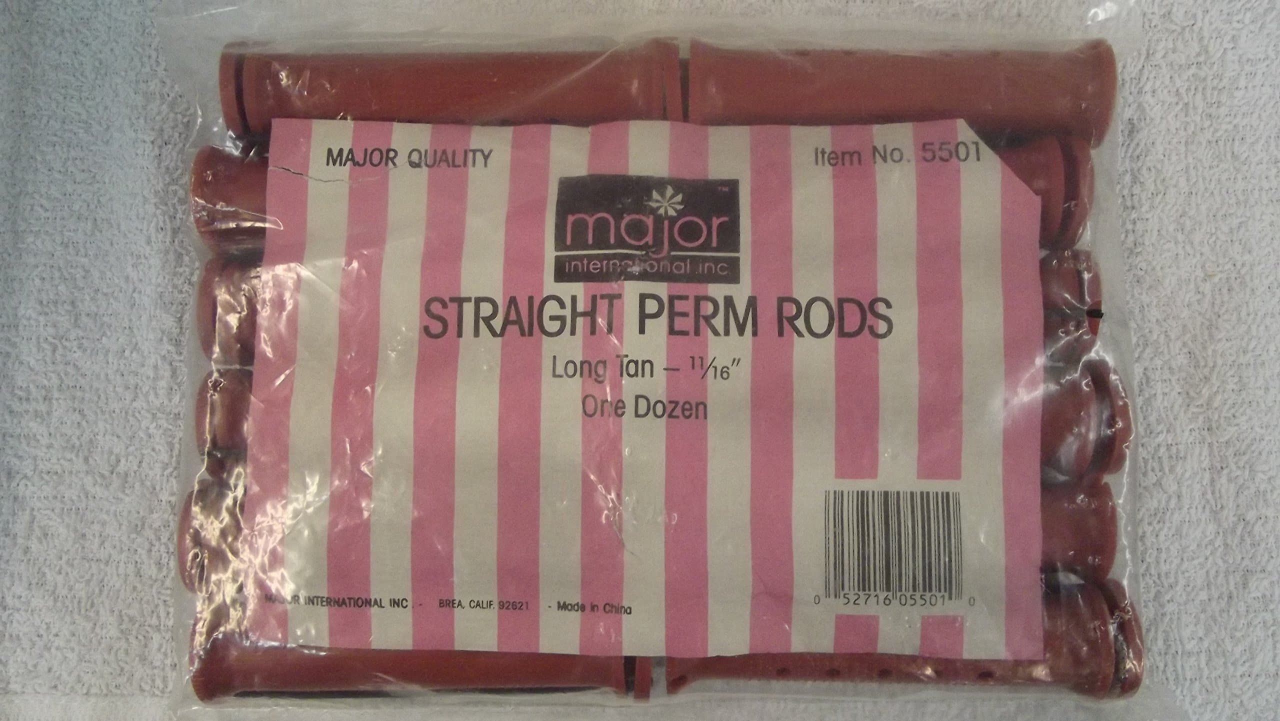 Major Advance One Dozen Straight Long Tan 11/16" Perm Rods