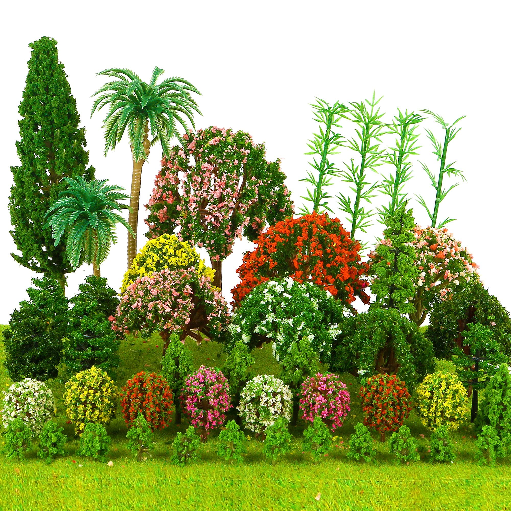 60pcs Model Trees Mixed Miniature Trees Plants Model Tree Train Scenery Artificial Fake Trees Model Railroad Scenery Diorama Supplies for DIY Crafts, Building Model, Scenery Landscape