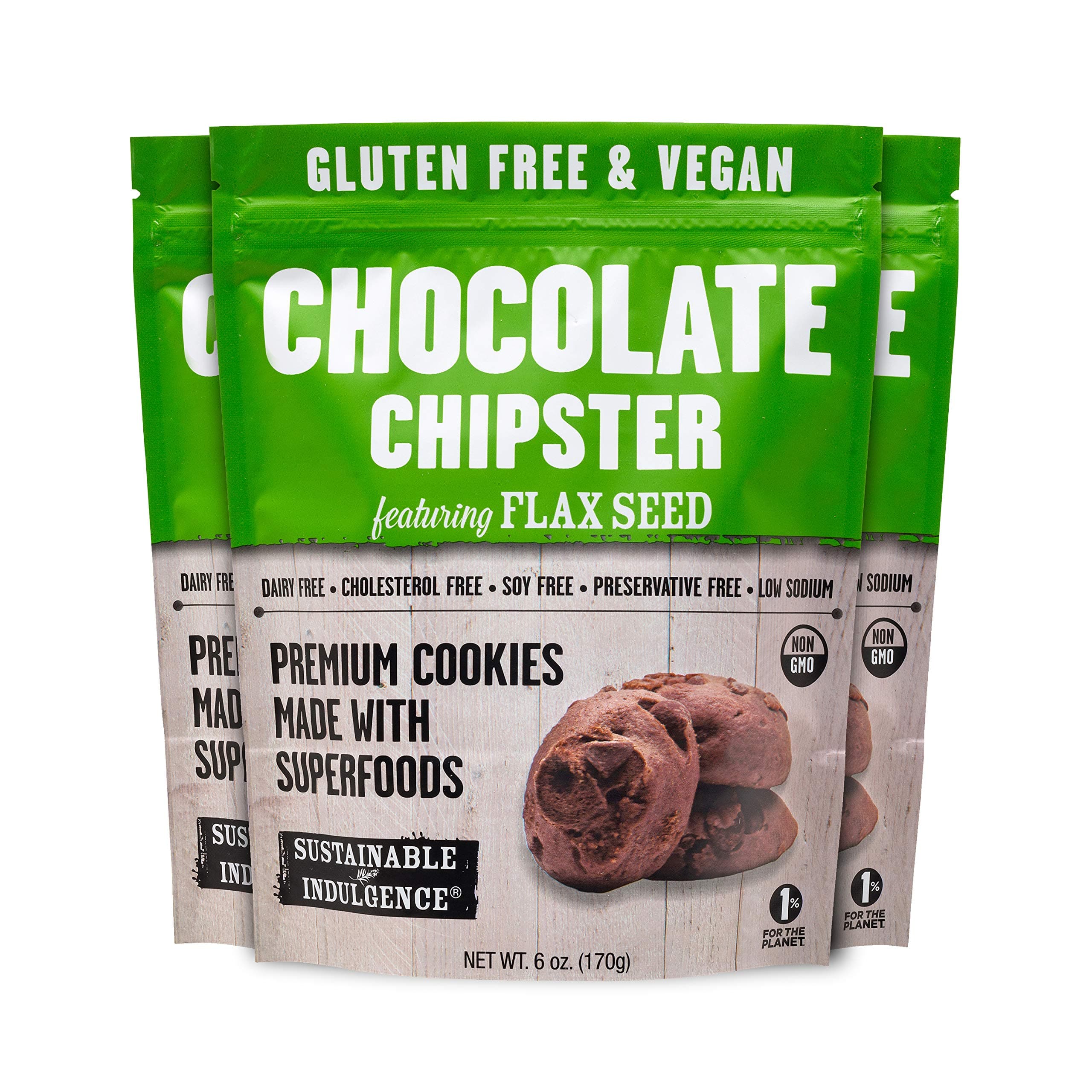 Sustainable Indulgence - Gluten Free, Vegan Cookies with Superfoods, Chocolate Chipster (Pack of 3)