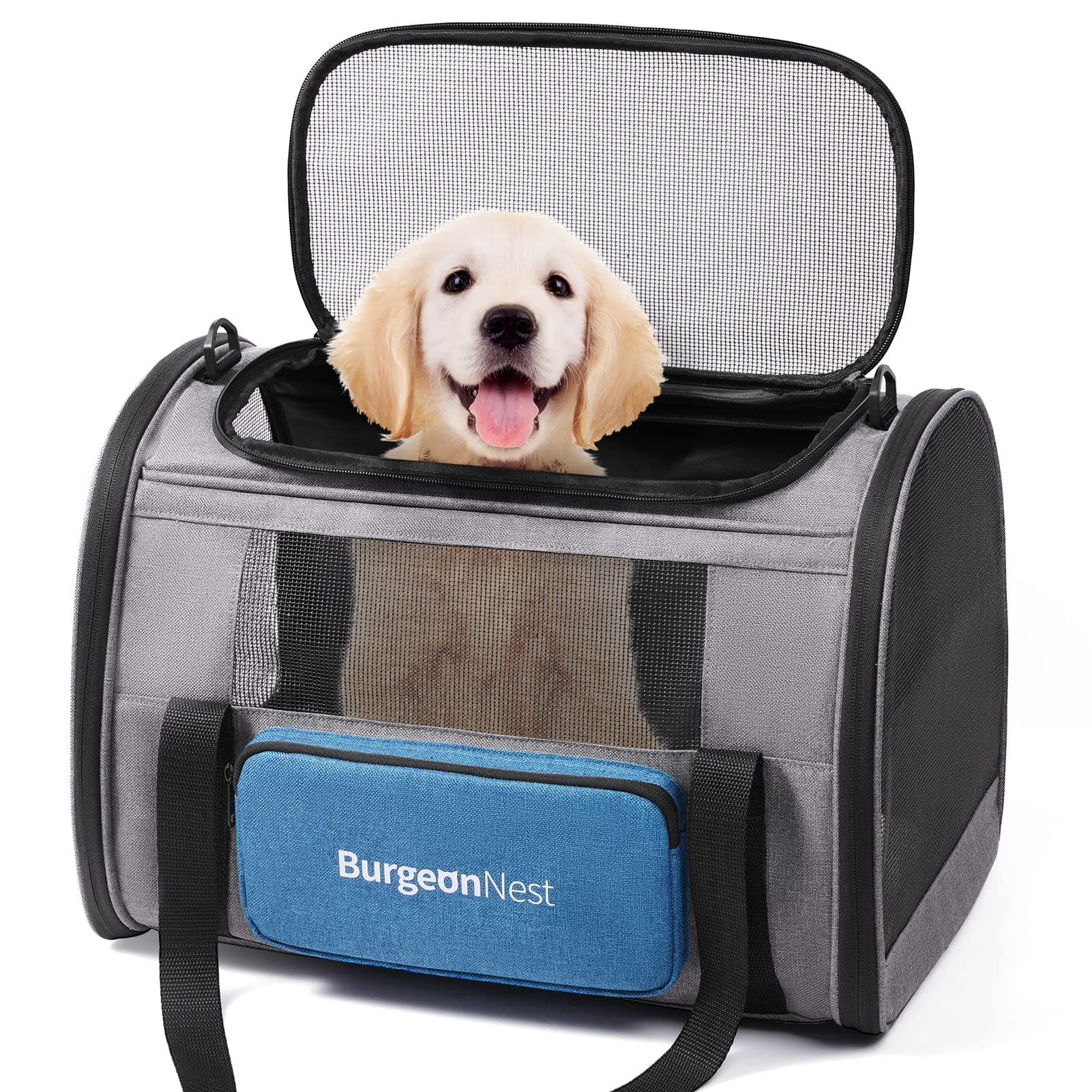BurgeonNest Cat Puppy Pet Carrier (Blue, L)