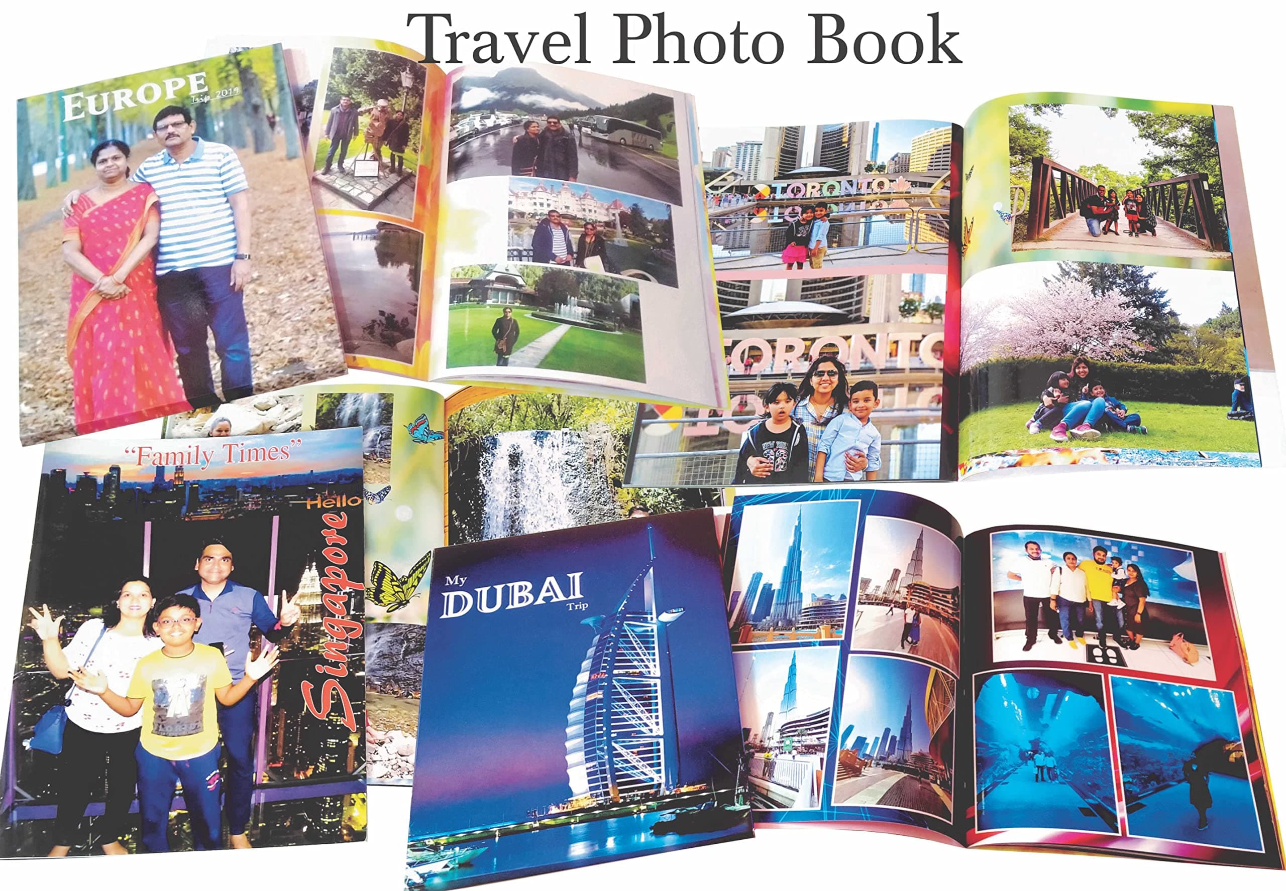 Yahvi Prints Travel Memory Photo Book Album Diary, Family Travel Scrapbook for Memories, Personalised Wedding Gift, Customized Couple Photo Album Gift, 9"X11" Baby Birthday Photo Album (32 Pages)