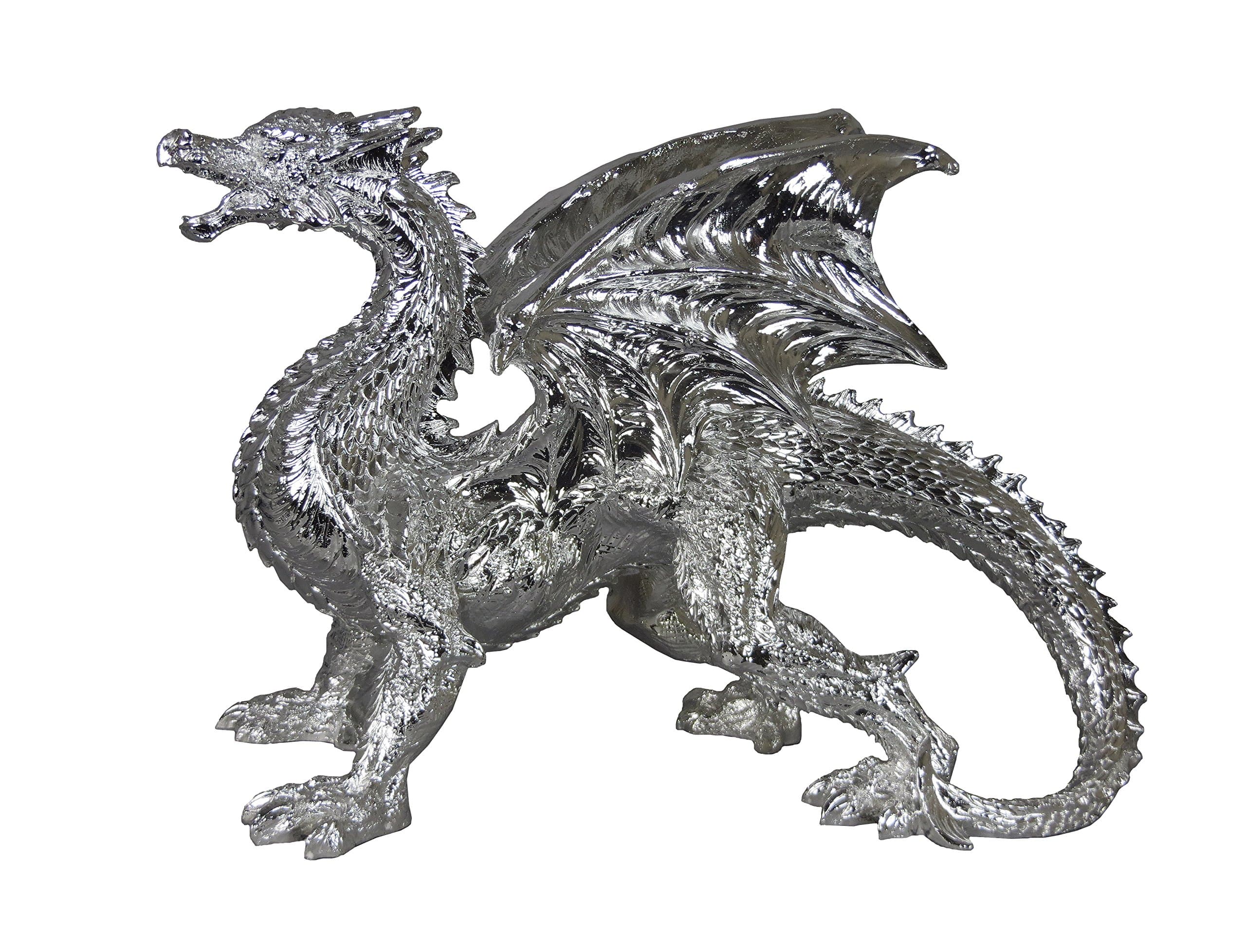 Sassy Home Large Silver Electroplated Welsh Dragon Ornament