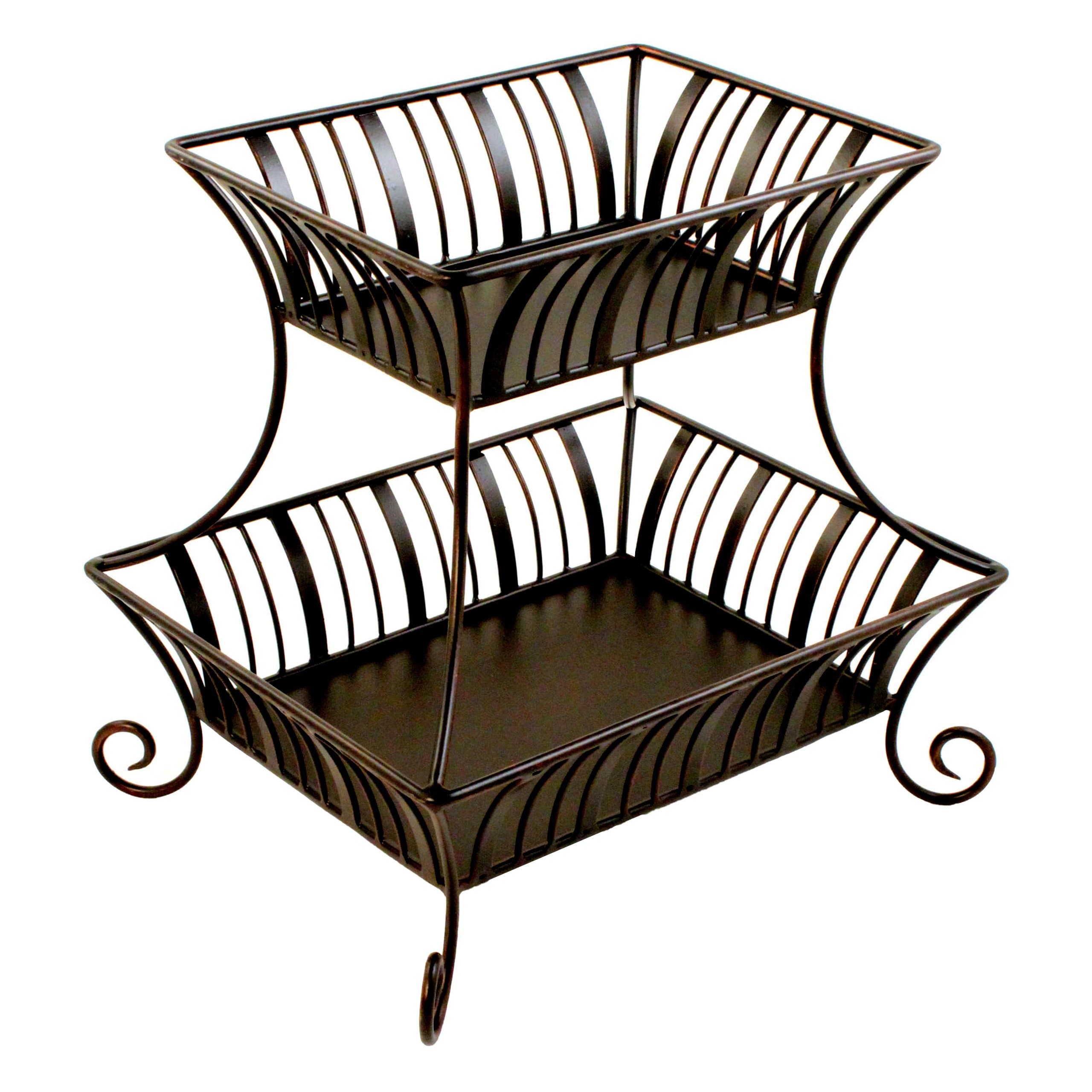 Products Products Delaware 2-Tier Basket Without Handle, 15 Inch x 12 Inch x 14.5 Inch, Black