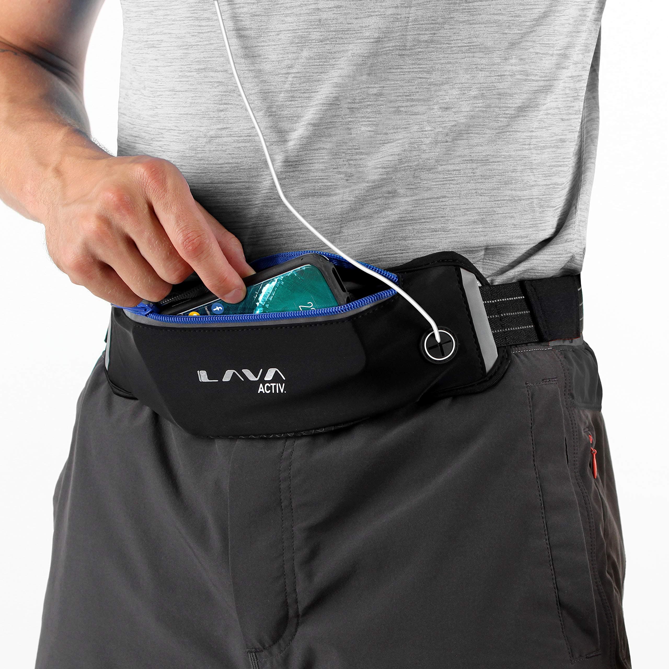 Lava Activ Lightweight Running Belt with Gel Loops | Sweat Resistant Pouch Anti-slip & Adjustable for Runners & Fitness Training | Fits Smartphones, Credit Cards & Keys STRiDER