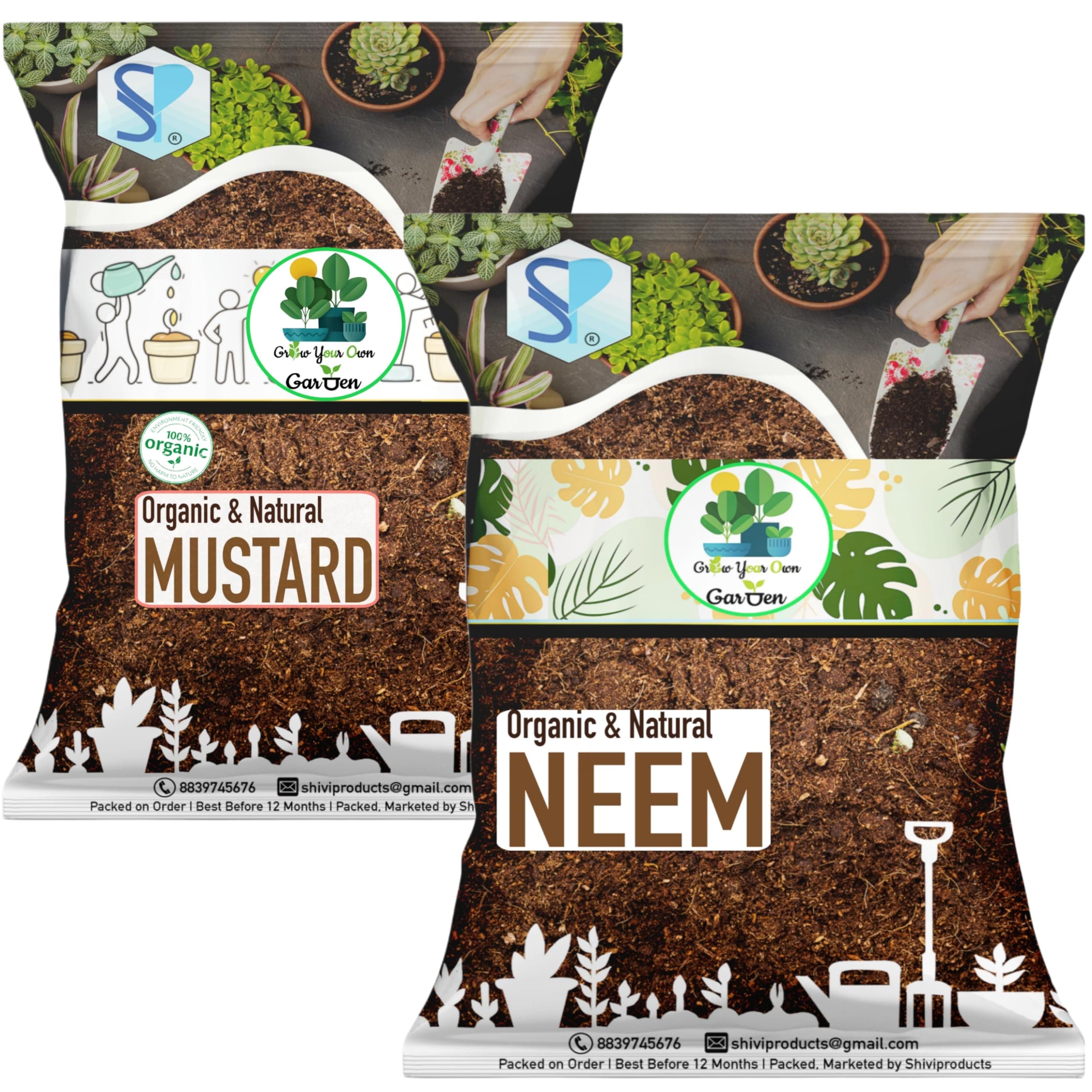 Mustard and Neem powder combo(2kg,2kg) - Pack of 2 | Organic fertilizers for plants home garden