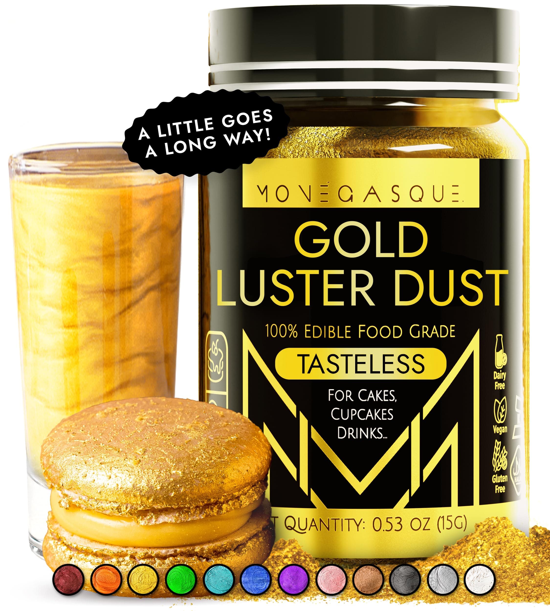 Monégasque Gold Edible Glitter For Drinks 15G – Cakes - Luster Dust & Cocktail Shimmer Drink Shimmer, Cocktails, Cake Lustre Food Decorations Spray