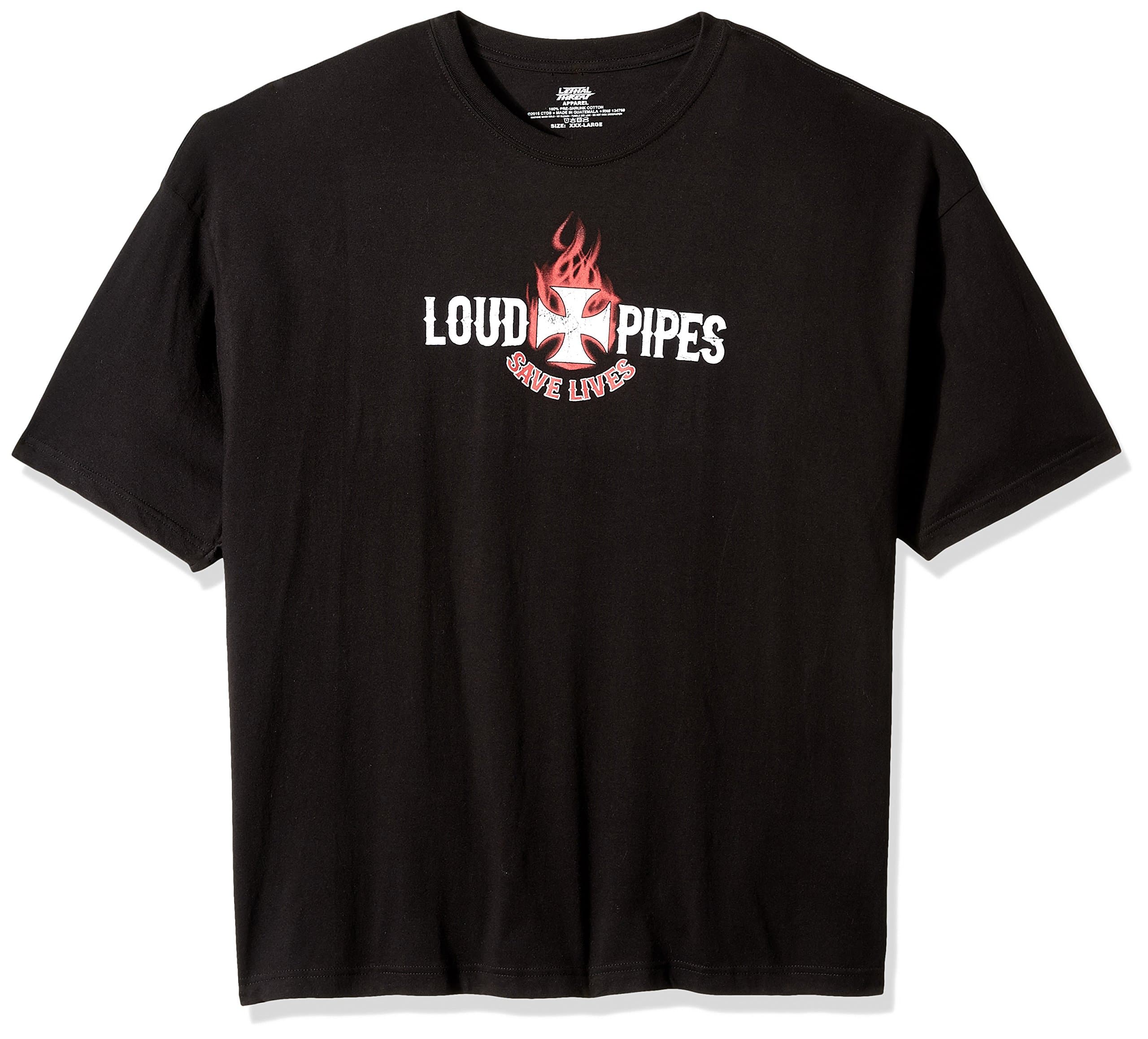 Lethal Threat (LT20180L Men's 'Loud Pipes Save Lives' T-Shirt (Black, Large)
