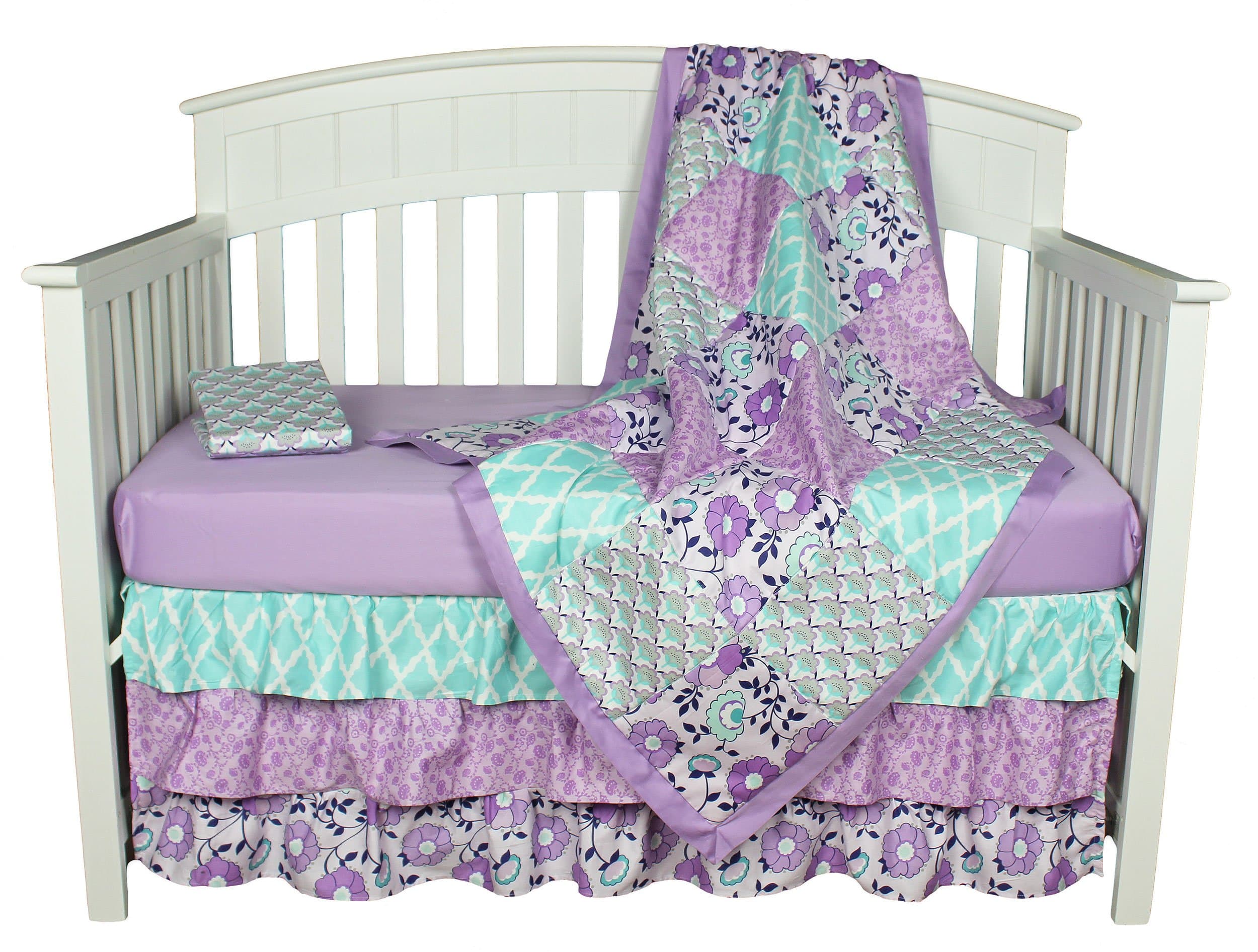 The Peanut Shell Purple Baby Bedding, Zoe 4-in-1 Bedding Set