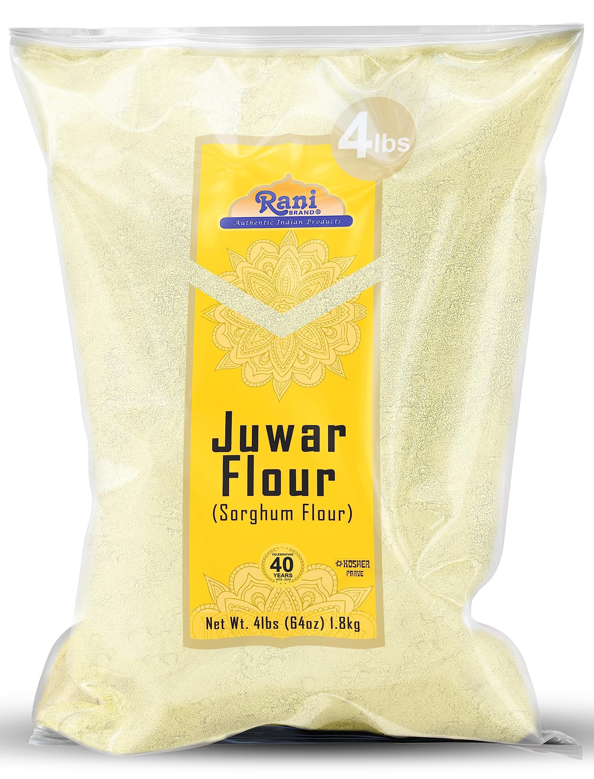 Rani Brand Authentic Indian Products Juwar (Sorghum) Flour, 64oz (4lbs) 1.81kg Bulk ~ All Natural, Salt-Free | Vegan | No Colors | Gluten Friendly | NON-GMO | Origin