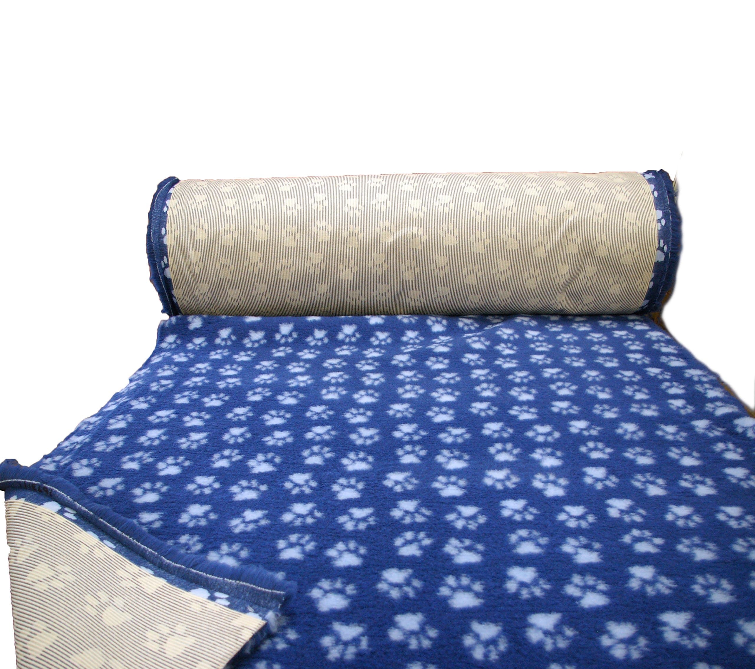 Soul Destiny Blue with light Blue Paw High-Grade Vet Bedding NON-SLIP 30mm THICK ROLL WHELPING FLEECE DOG PUPPY PRO BED