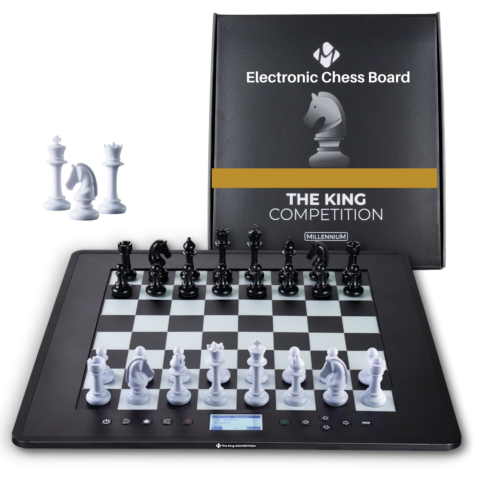 The King Competition Chess Computer - User-friendly, for the whole family & chess enthusiasts, with automatically adjustable playing strength; LED move display