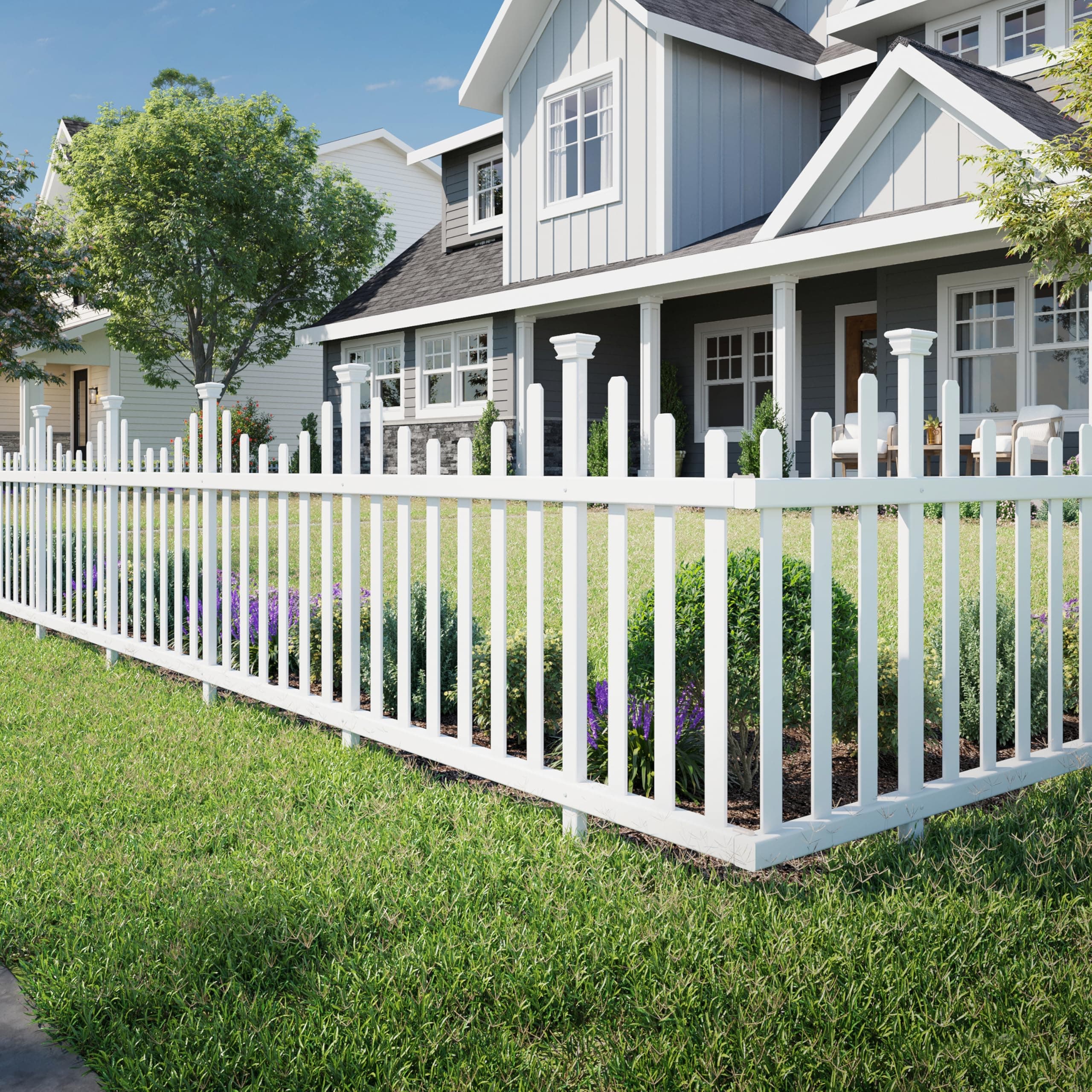 Zippity Outdoor Products ZP19001 No Dig Madison Vinyl Picket Fence, White, 30" x 56.5" (1 Box, 2 Panels), (Pack of 2)
