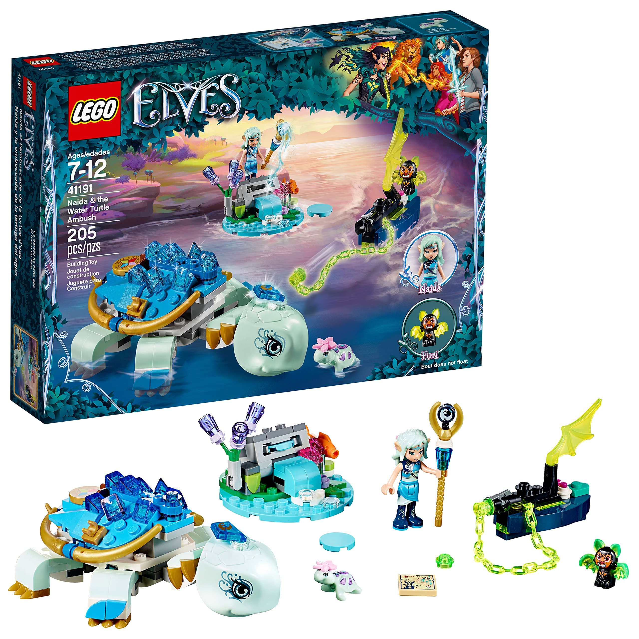 lego elves naida & the water turtle ambush 41191 building kit (205 pieces)- Multi color