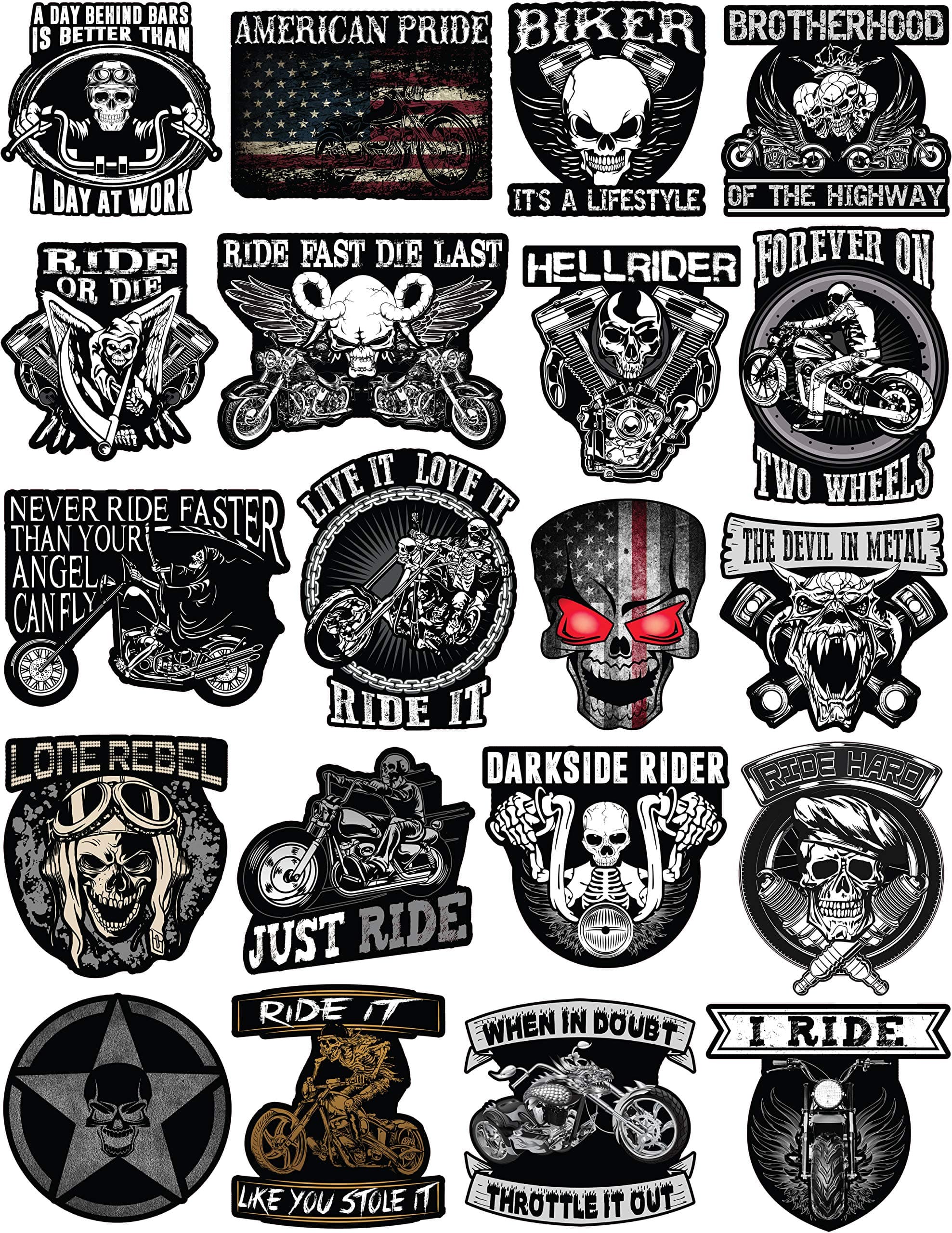 Kakembo Motorcycle Helmet Stickers - 100% Vinyl - Stickers for Adults – Badass Motorcycle Decals Including Skulls, American Flag