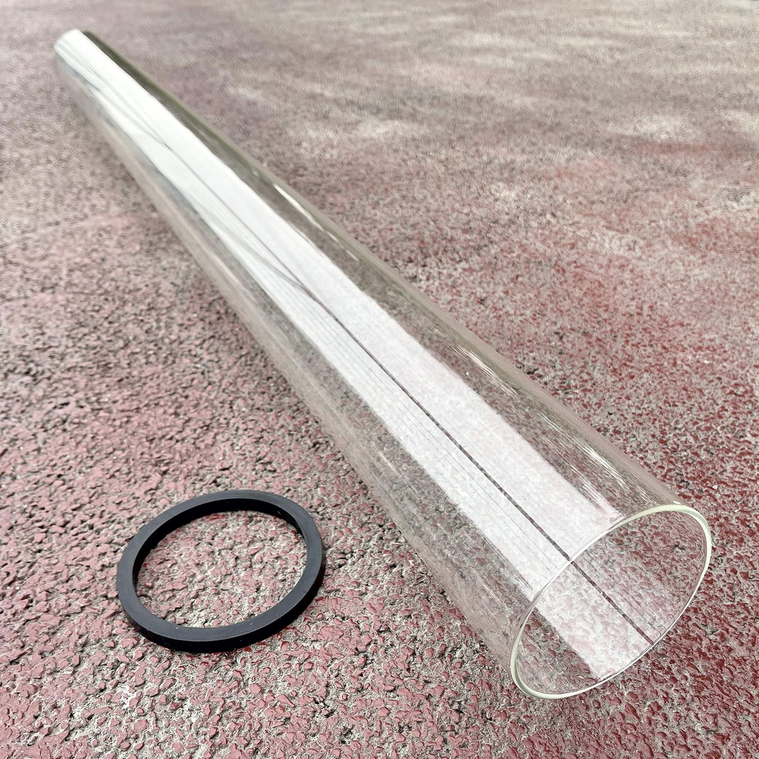 Patio Heater Replacement Parts - 49.5" Tall 4" Diameter - Quartz Glass Tube - Compatible with Four-Sided Pyramid Flame Outdoor Heater - with Neoprene Rubber Silicone Connecting Ring