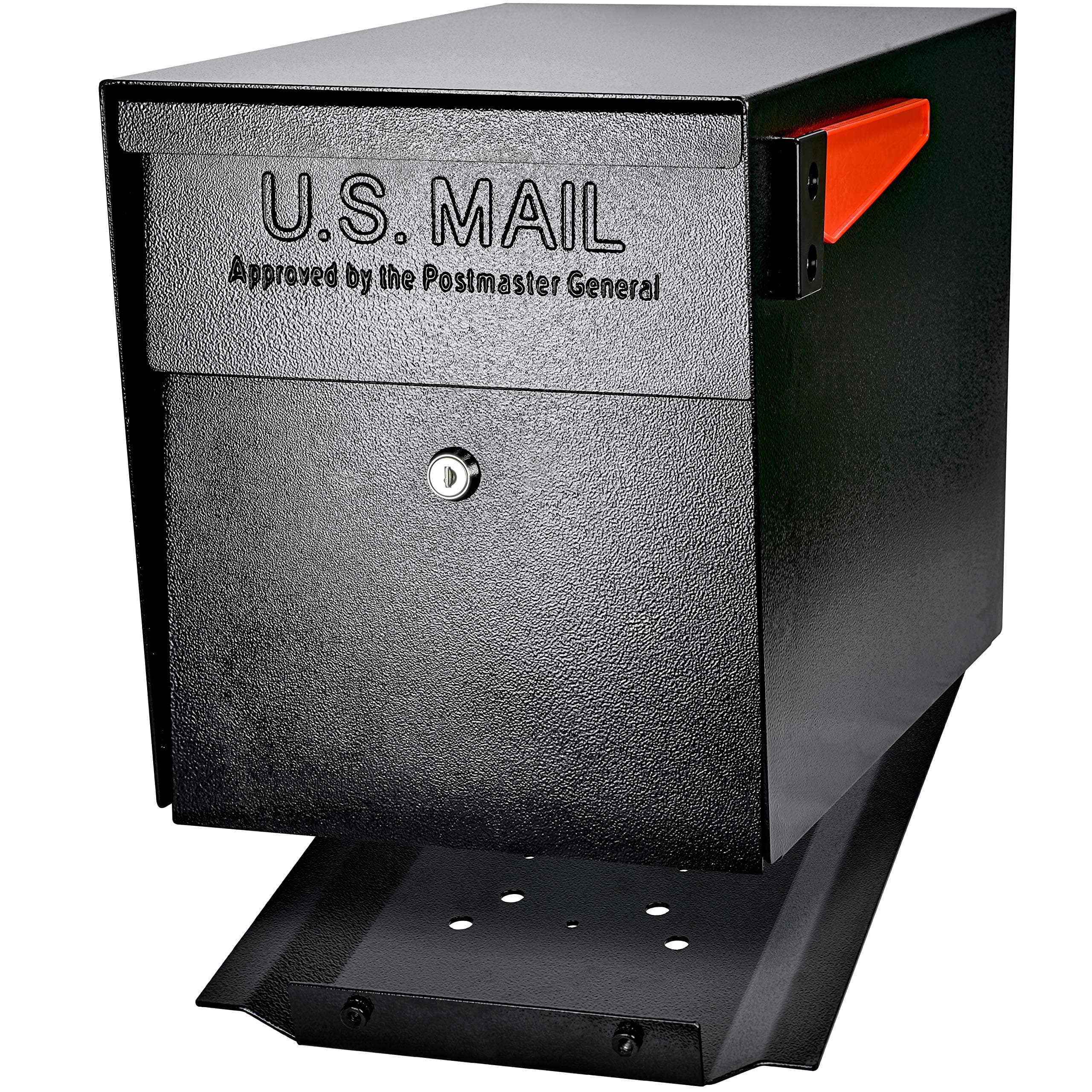 7106 Curbside Steel Post Mount Security Locking Mailbox, Black, Extra Large, 21 in. D x 11.125 in. W x 13.75 in. H